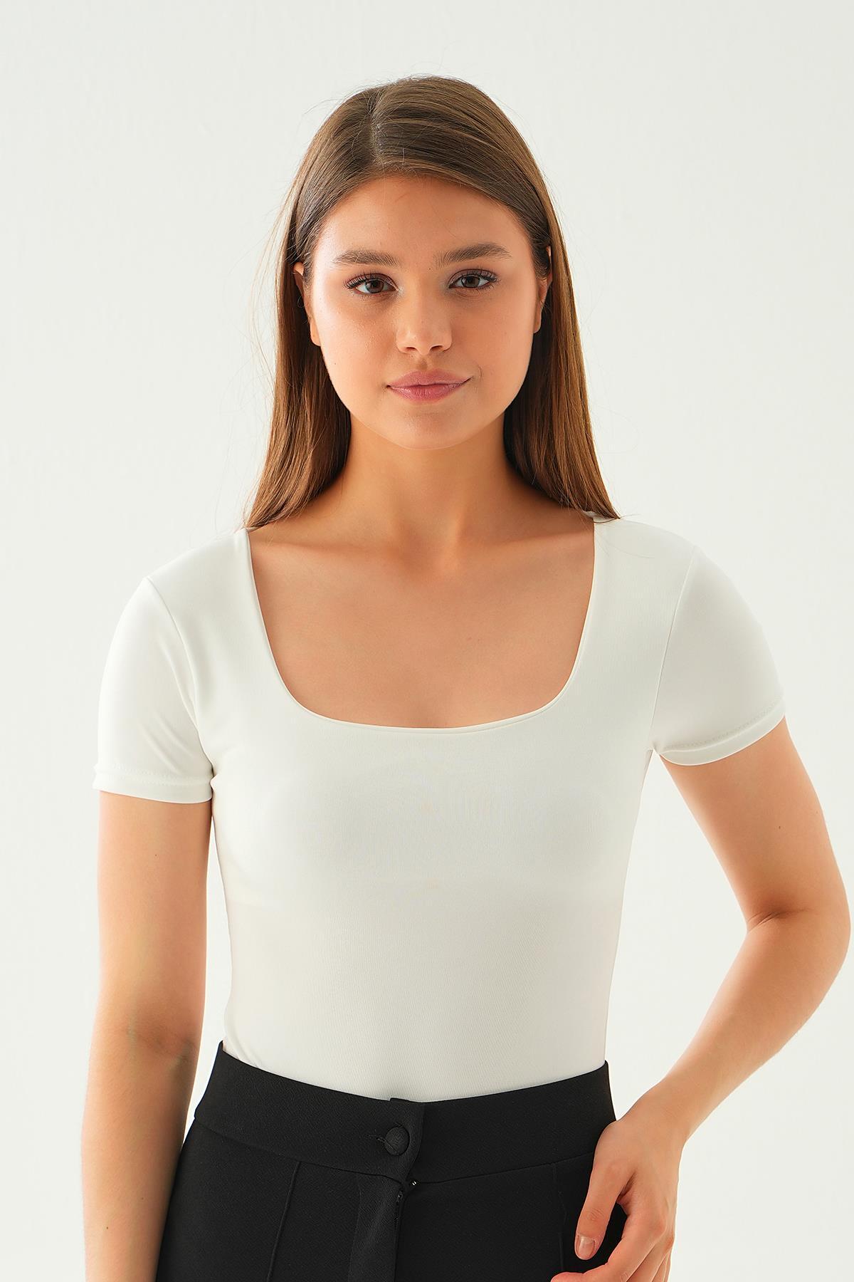 2034 çıtçıt detay bluz Beyaz - 1