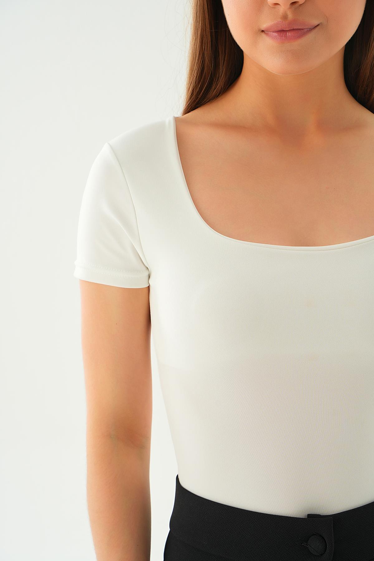 2034 çıtçıt detay bluz Beyaz - 5