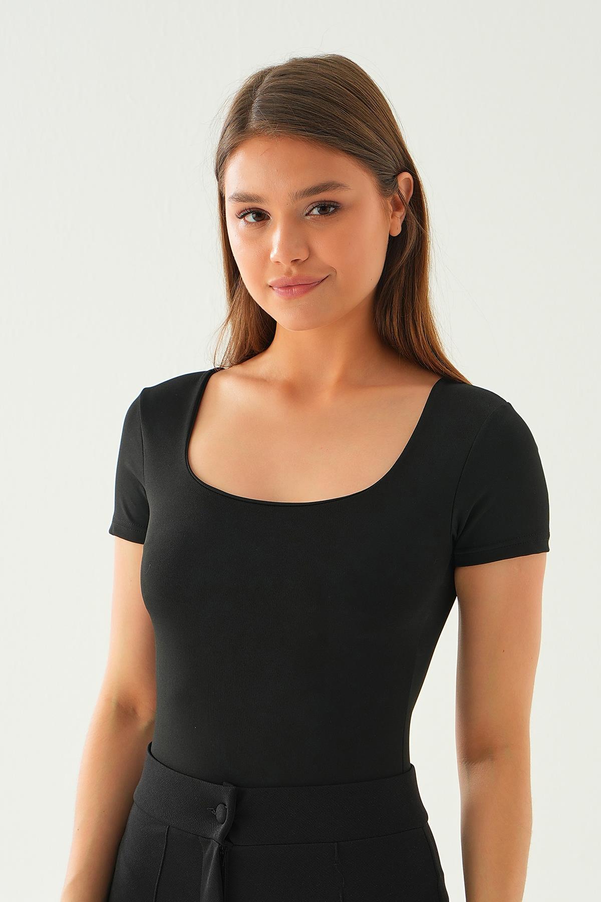 2034 çıtçıt detay bluz Siyah - 3