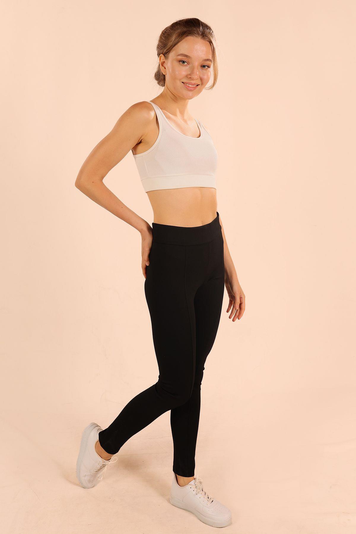 Siyah Önü Çımalı Tayt 2057 - 1