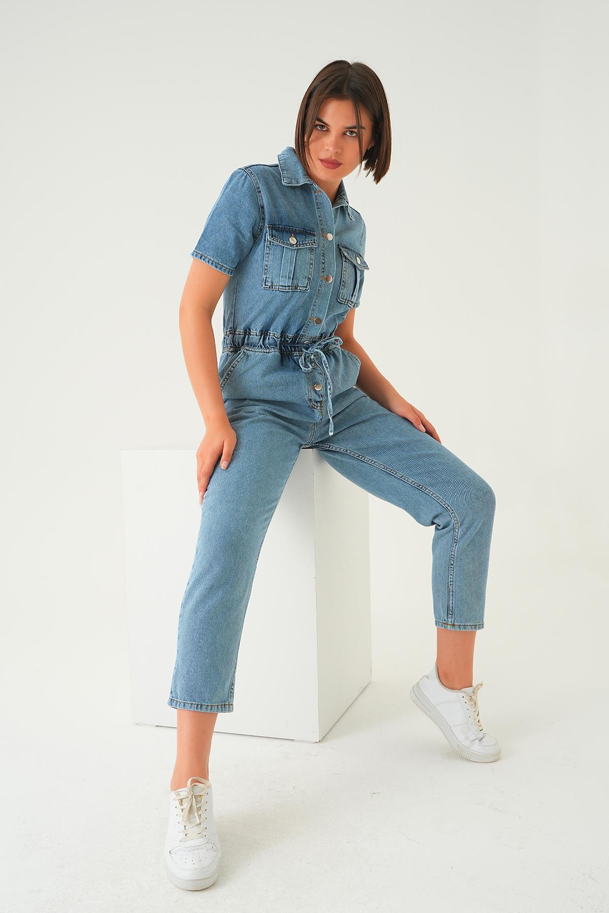 20579 Bel Lastik Kot Tulum Mavi - 2