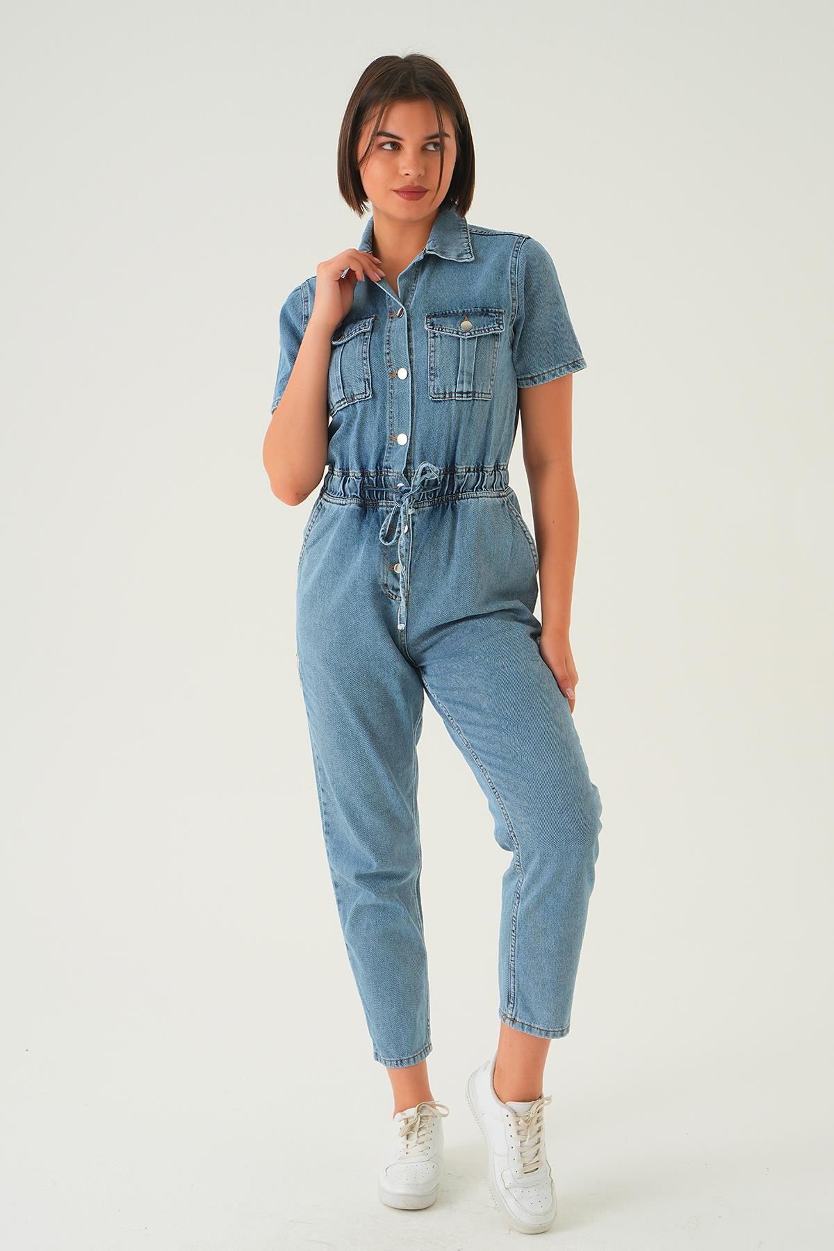 20579 Bel Lastik Kot Tulum Mavi - 4