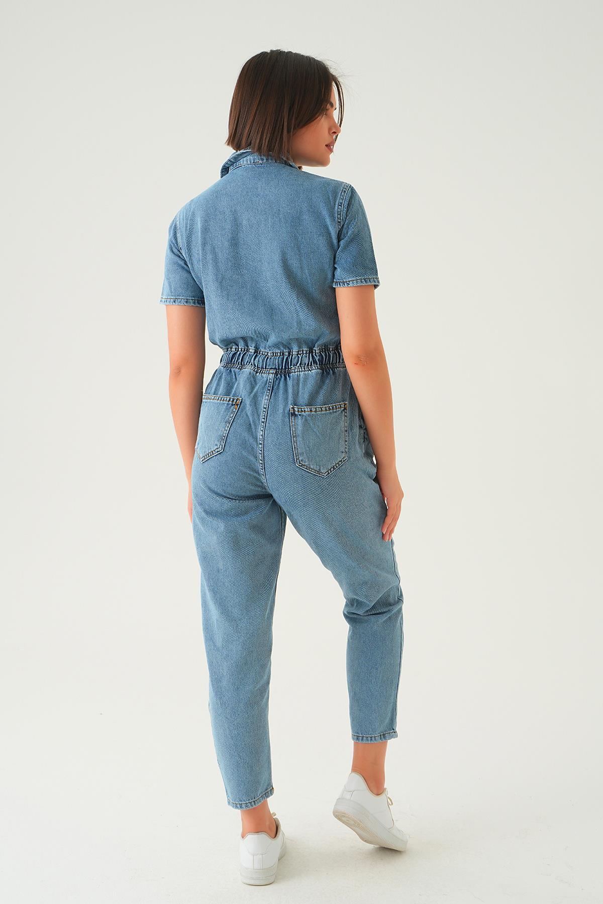 20579 Bel Lastik Kot Tulum Mavi - 6