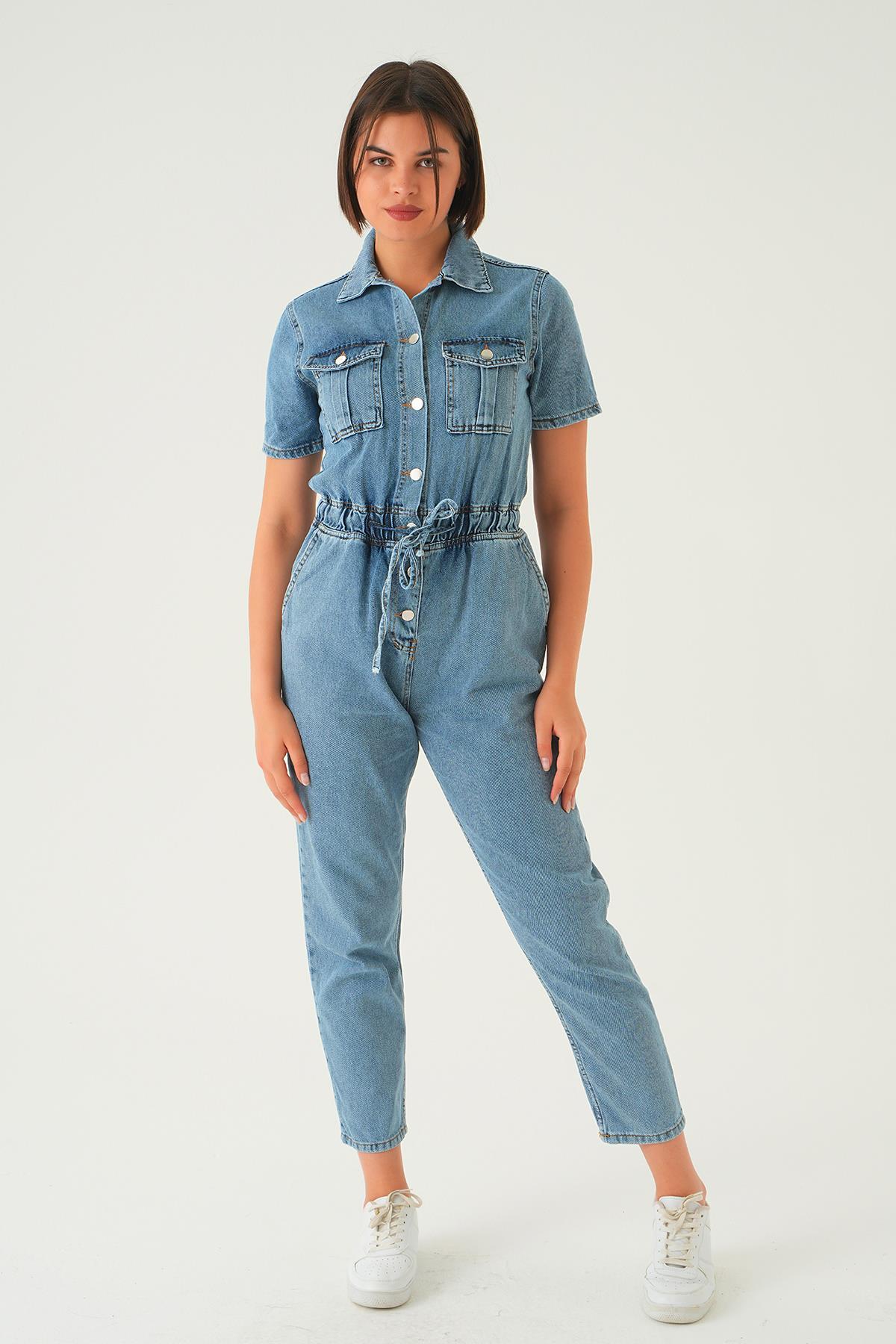 20579 Bel Lastik Kot Tulum Mavi - 5