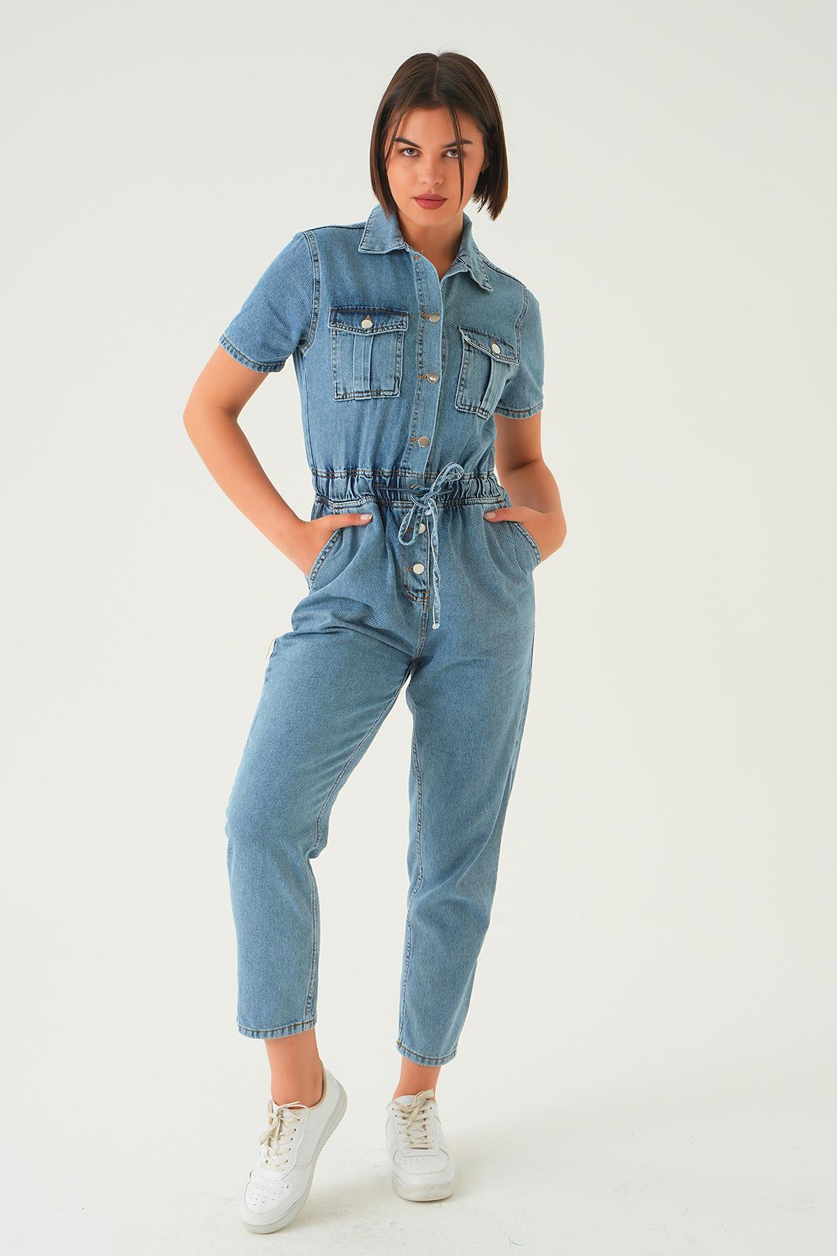 Mavi Bel Lastik Kot Tulum 20579 