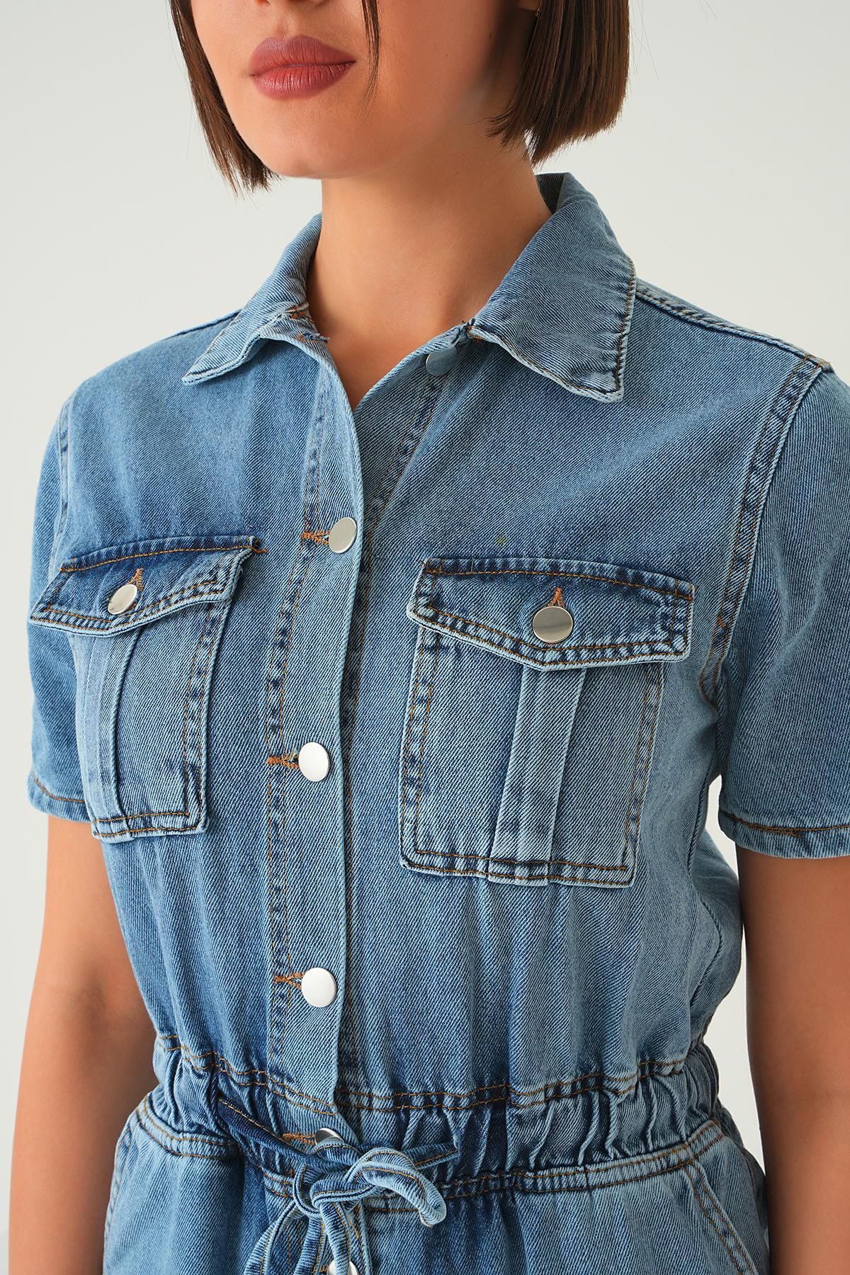 Mavi Bel Lastik Kot Tulum 20579 - 3