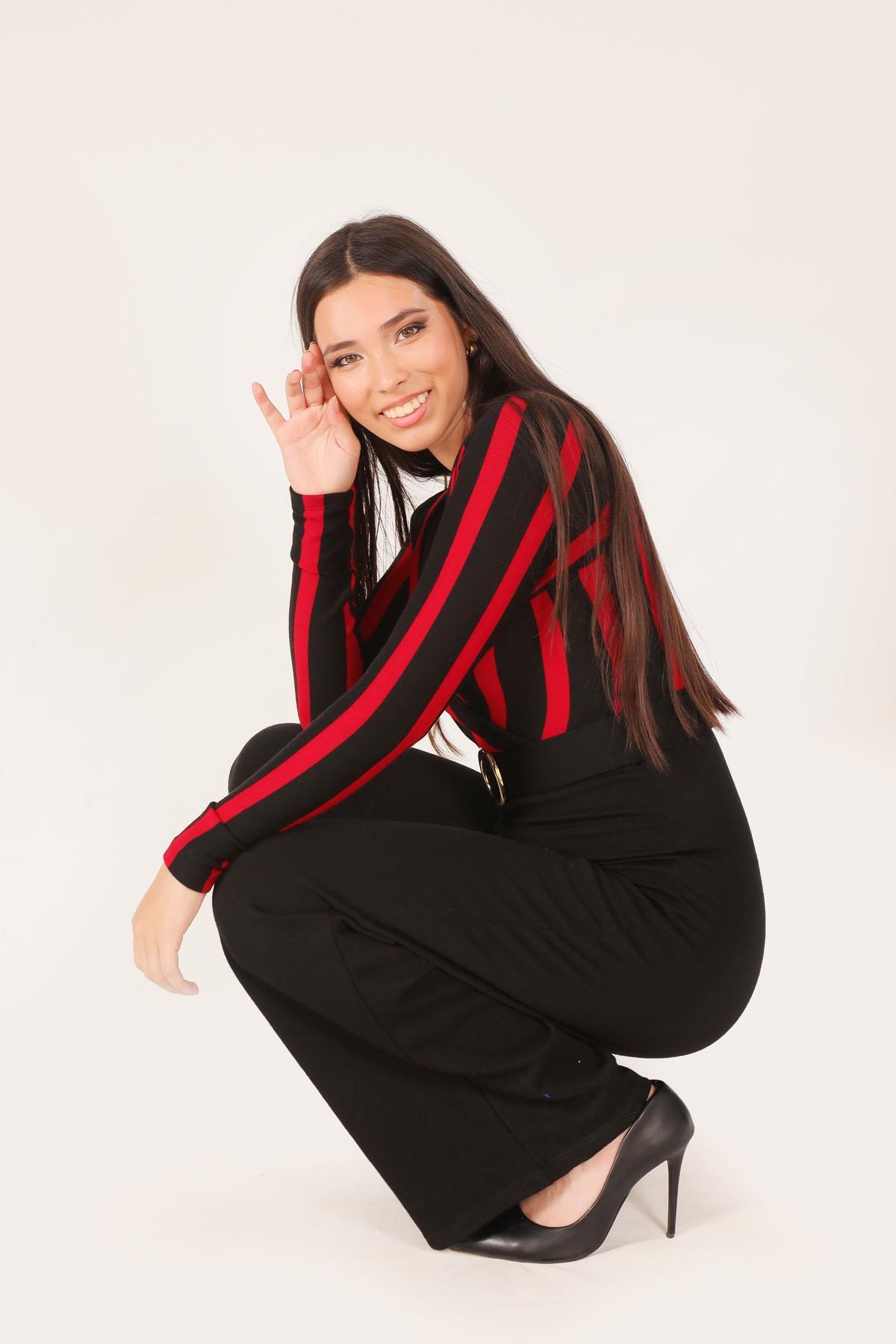 Kırmızı Bel Kemerli Tulum 2058 - 3