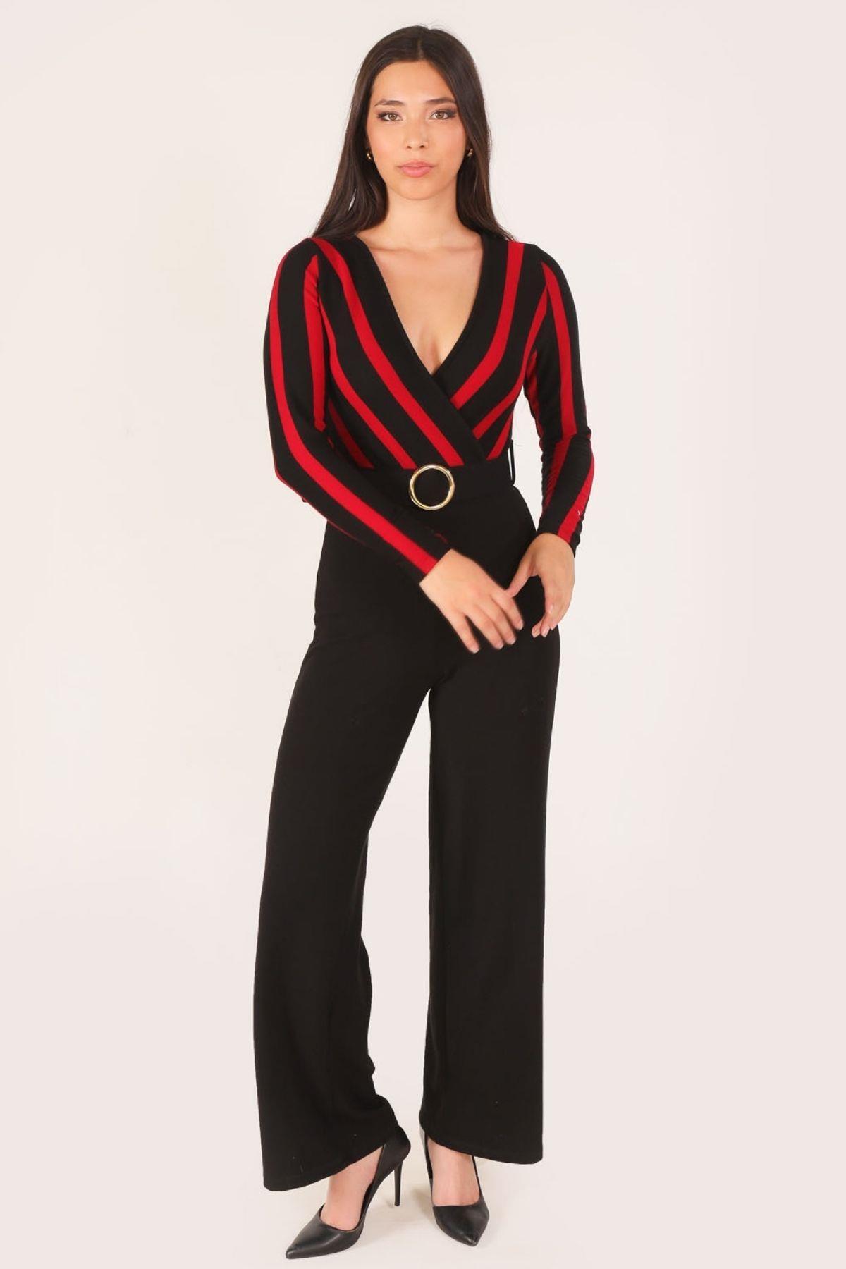 Kırmızı Bel Kemerli Tulum 2058 - 5