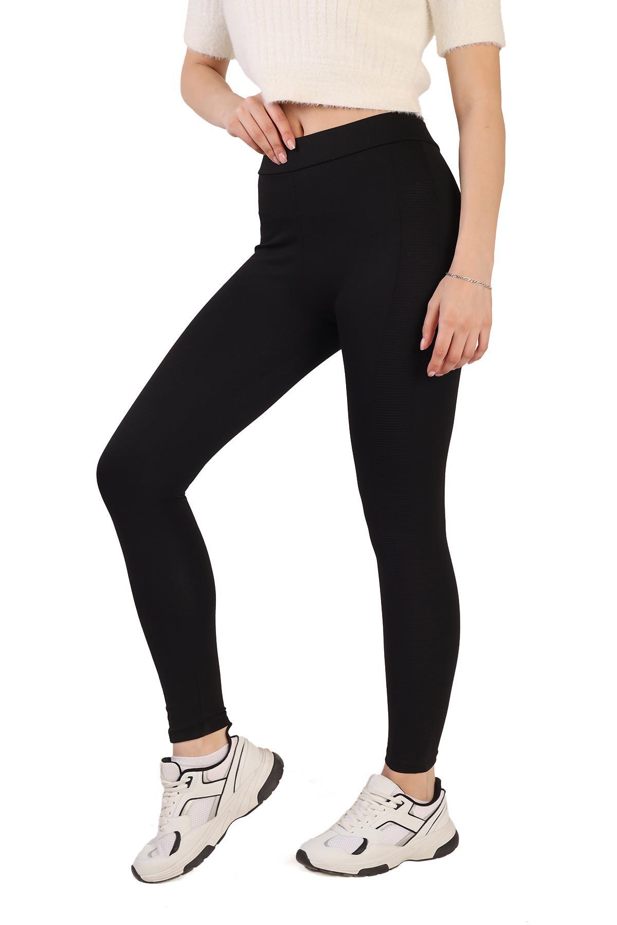 Siyah Ottoman Şeritli Tayt 2060 - 2