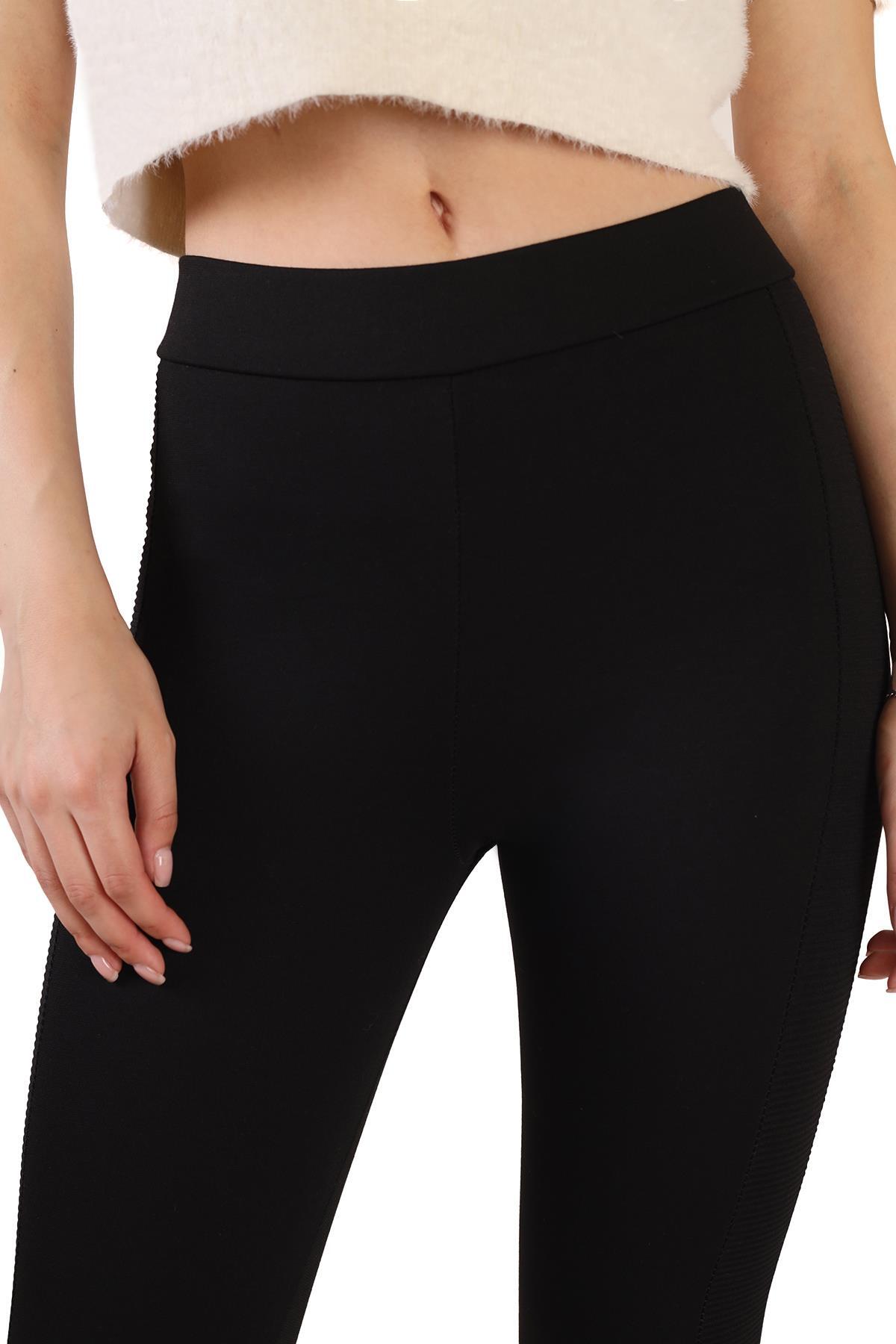 Siyah Ottoman Şeritli Tayt 2060 - 4