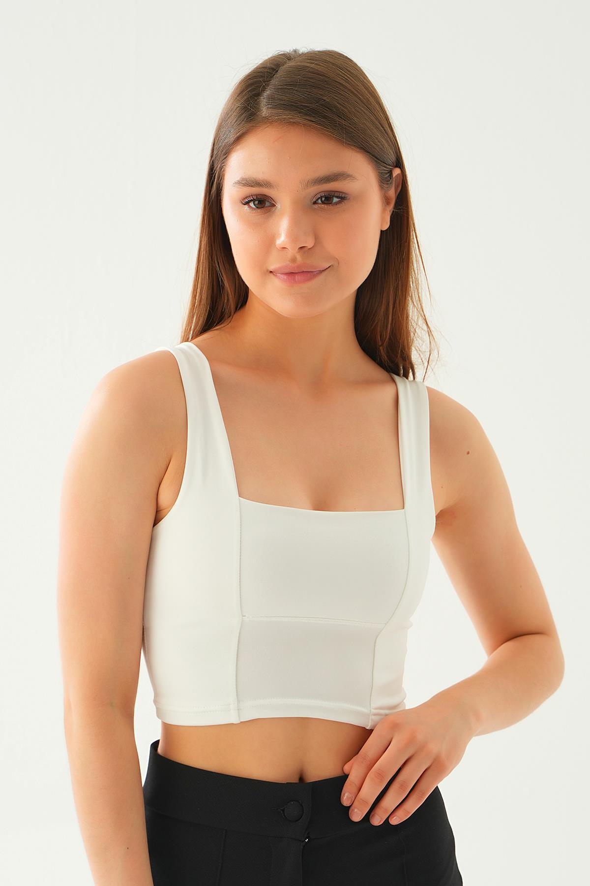 Beyaz Kare Yaka Atlet 2064 - 1