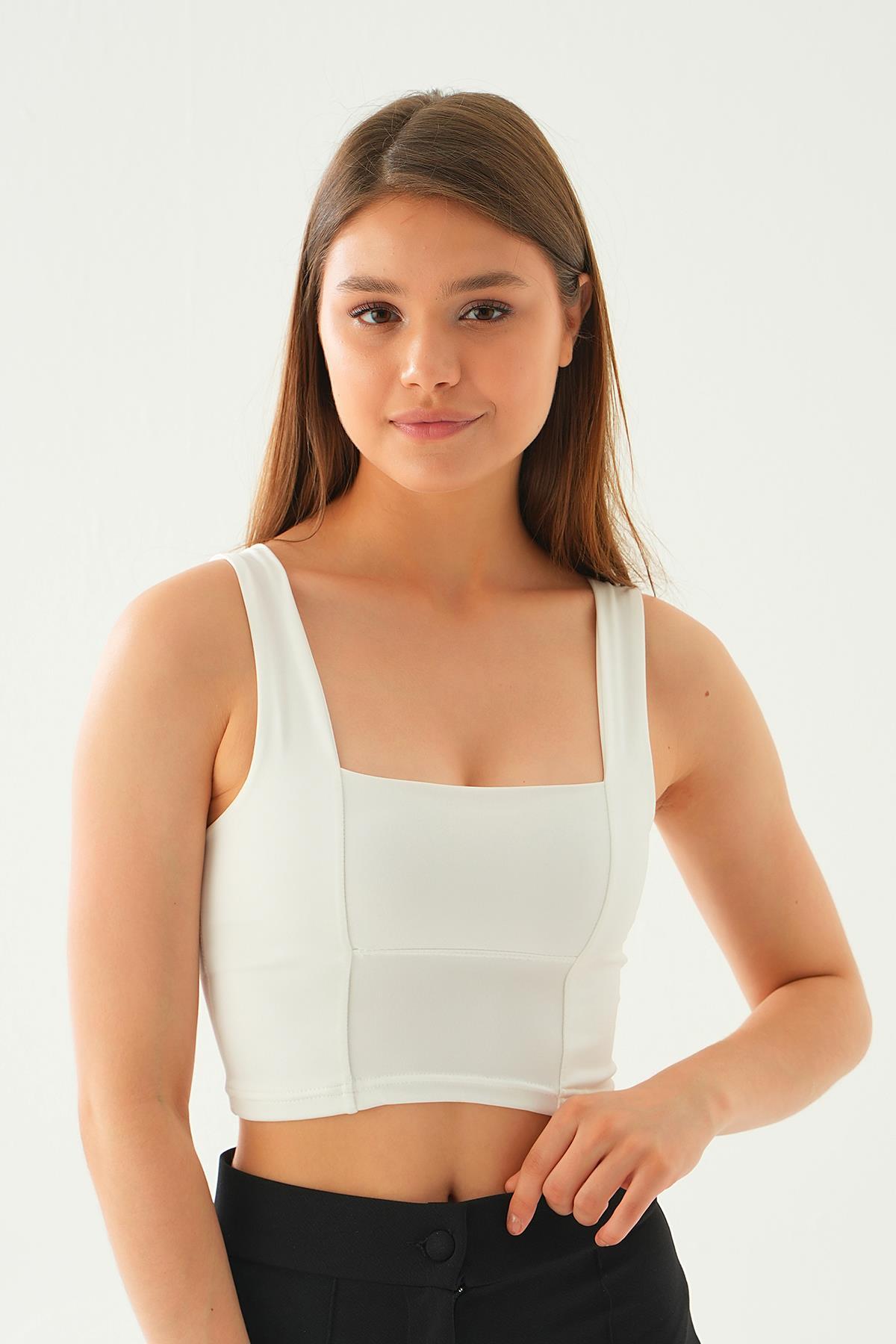 Beyaz Kare Yaka Atlet 2064 - 3