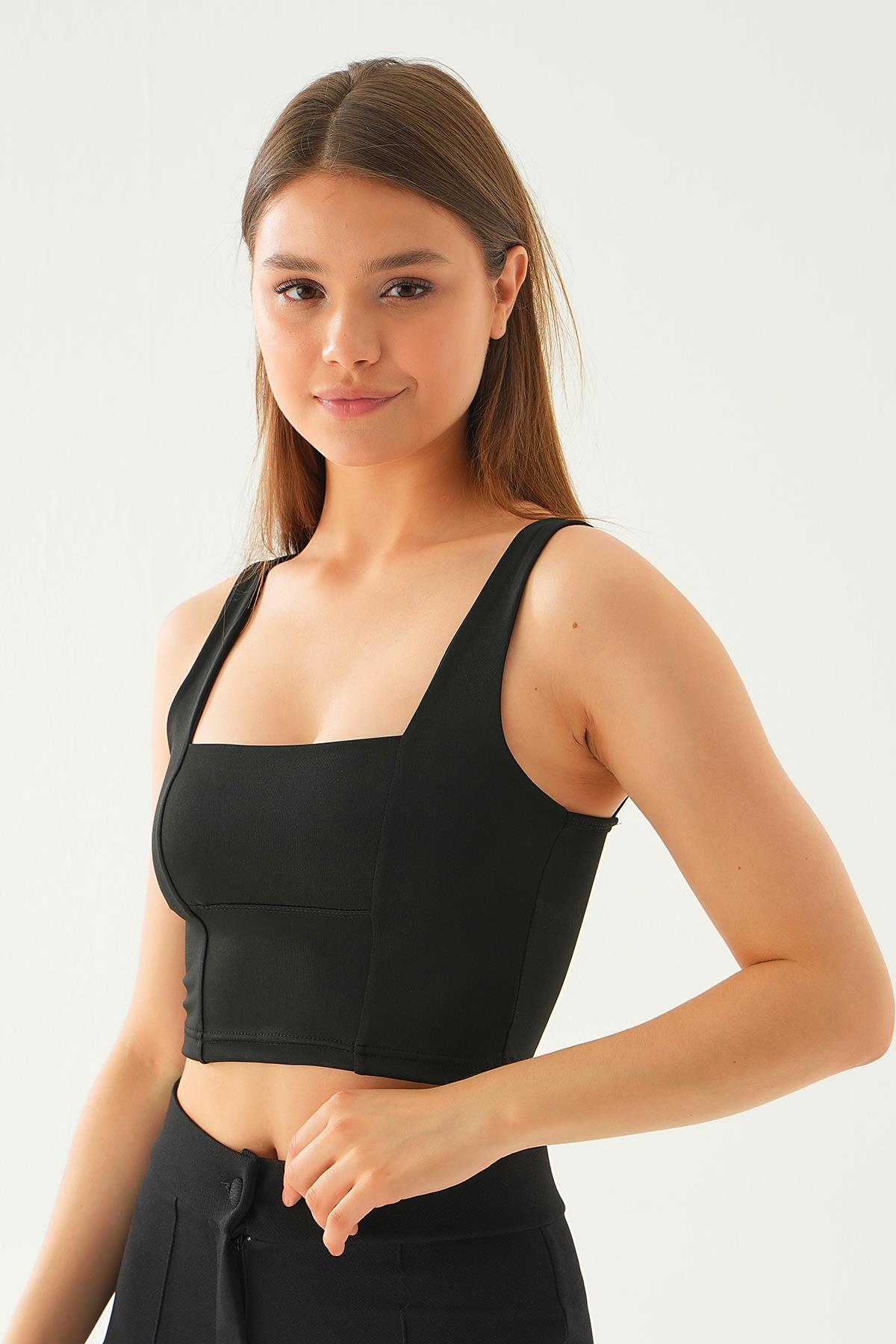 2064 Kare Yaka atlet Siyah - 2