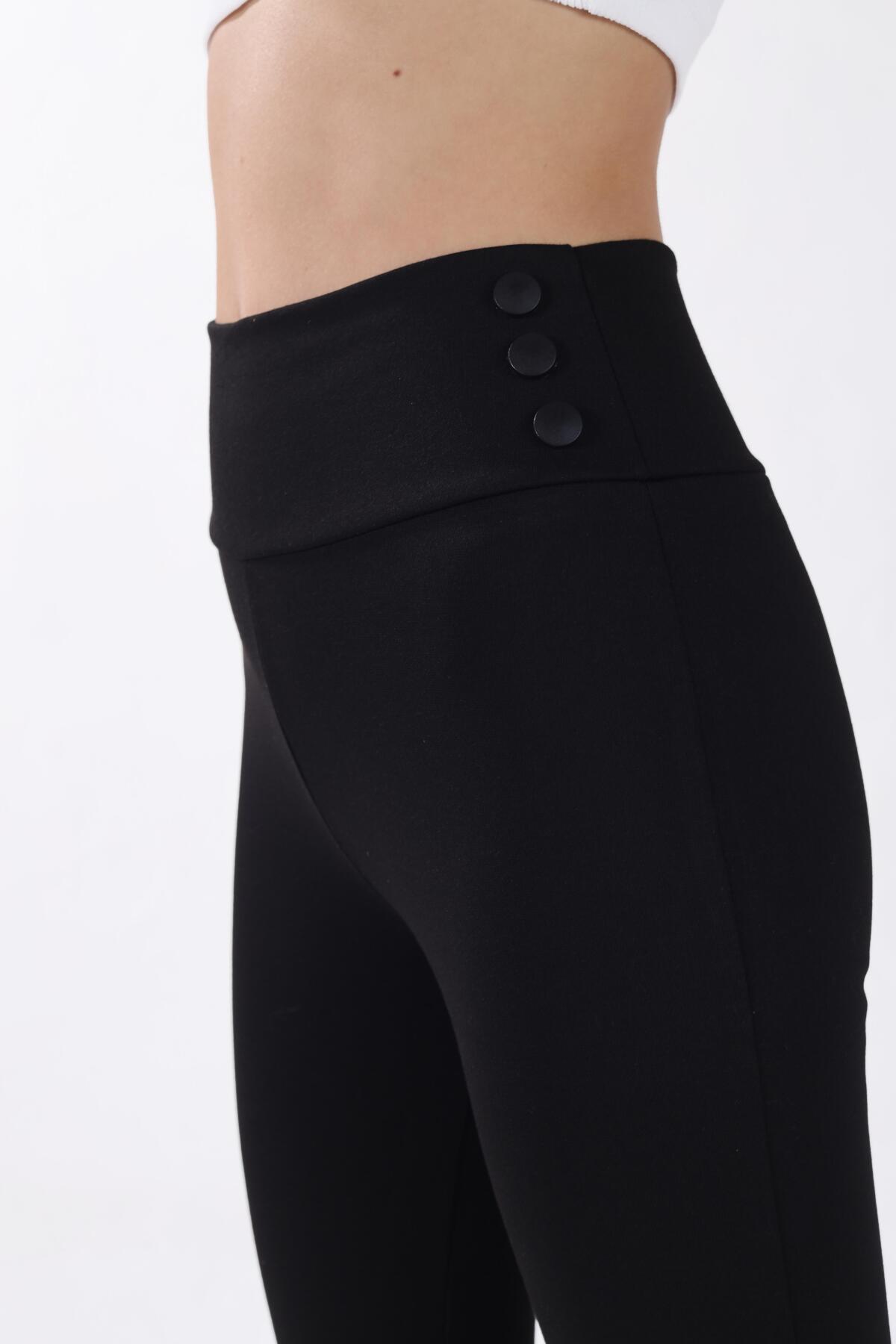 Siyah Kemeri Düğmeli Tayt 2064 - 3