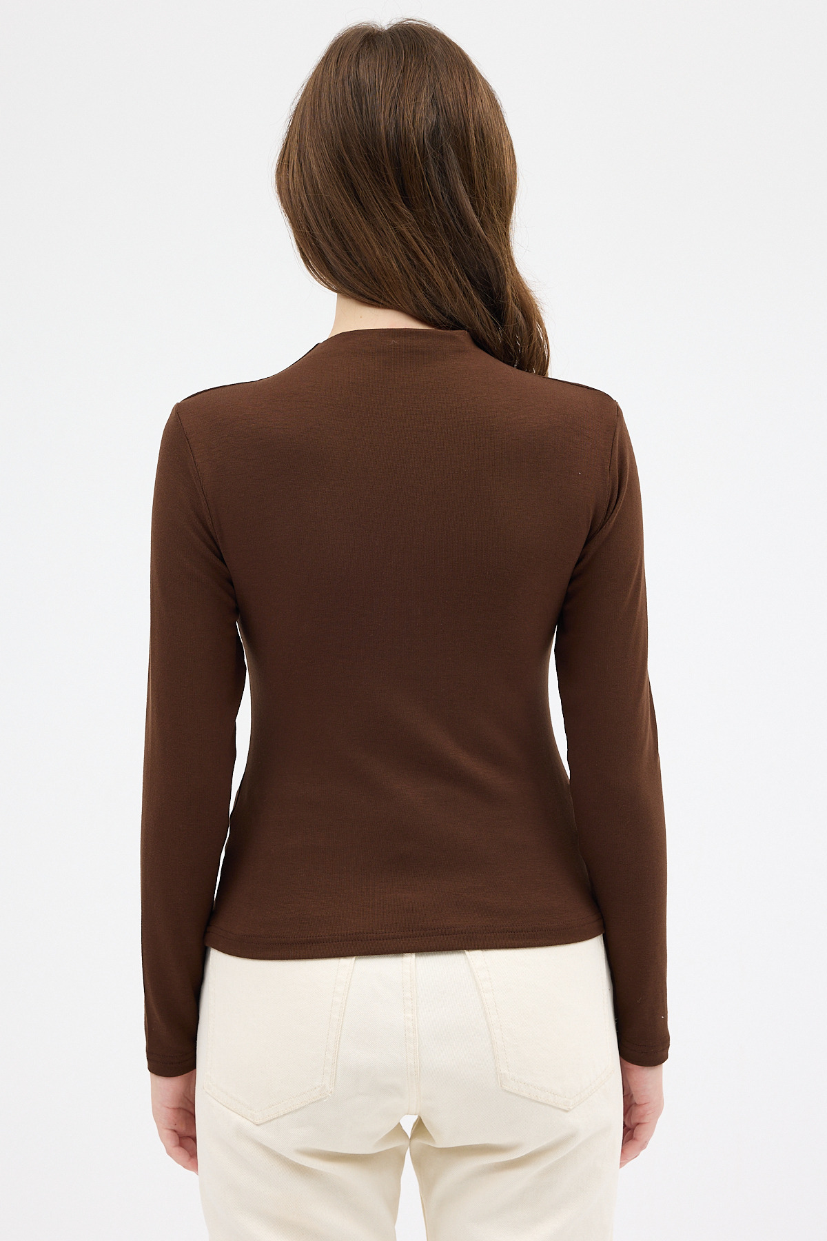 Kahve Yarım Boğaz Uzun Kollu Body 2069 - 5