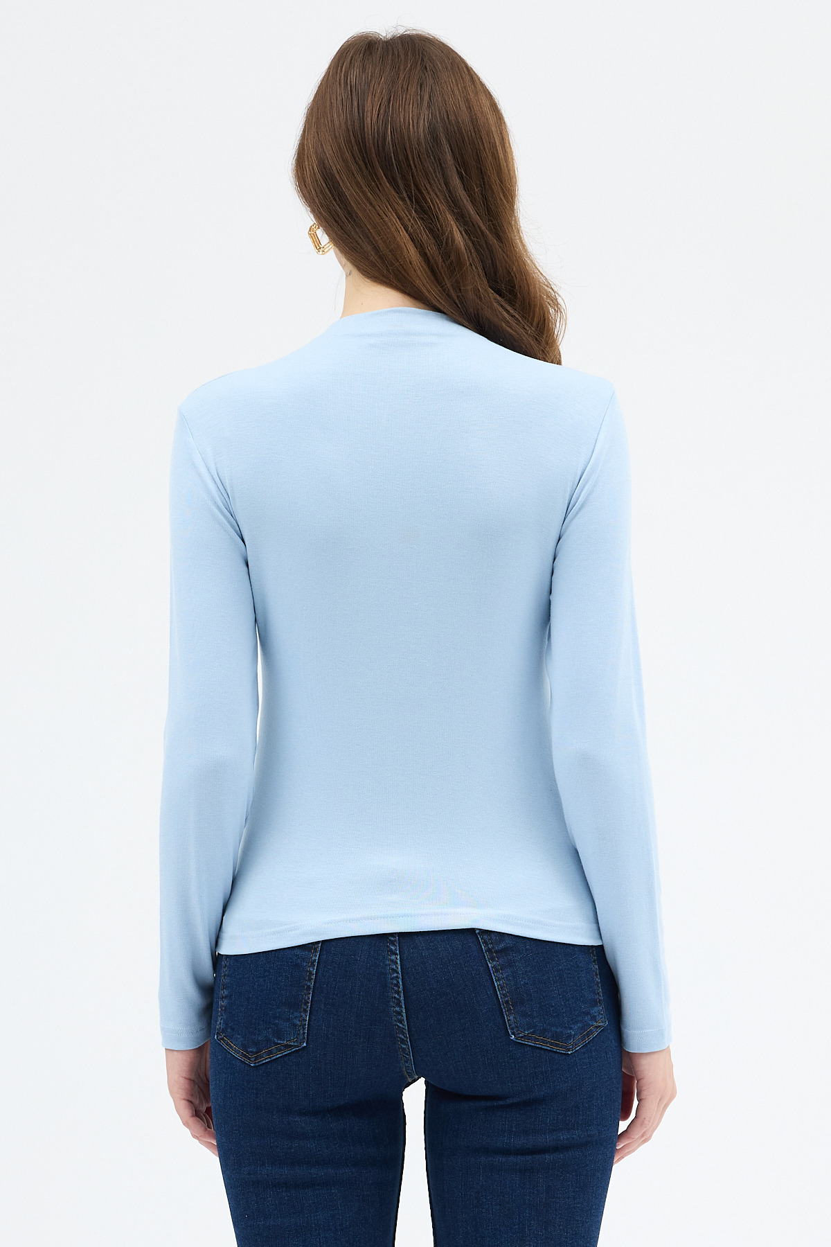 Mavi Yarım Boğaz Uzun Kollu Body 2069 - 5