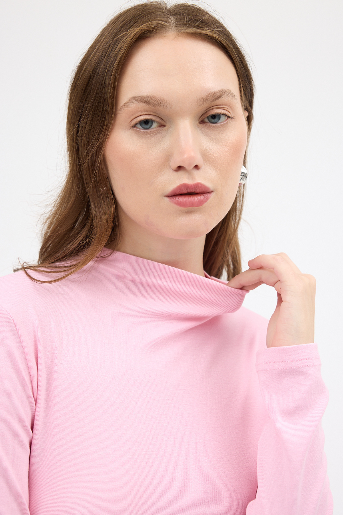 Pembe Yarım Boğaz Uzun Kollu Body 2069 - 4