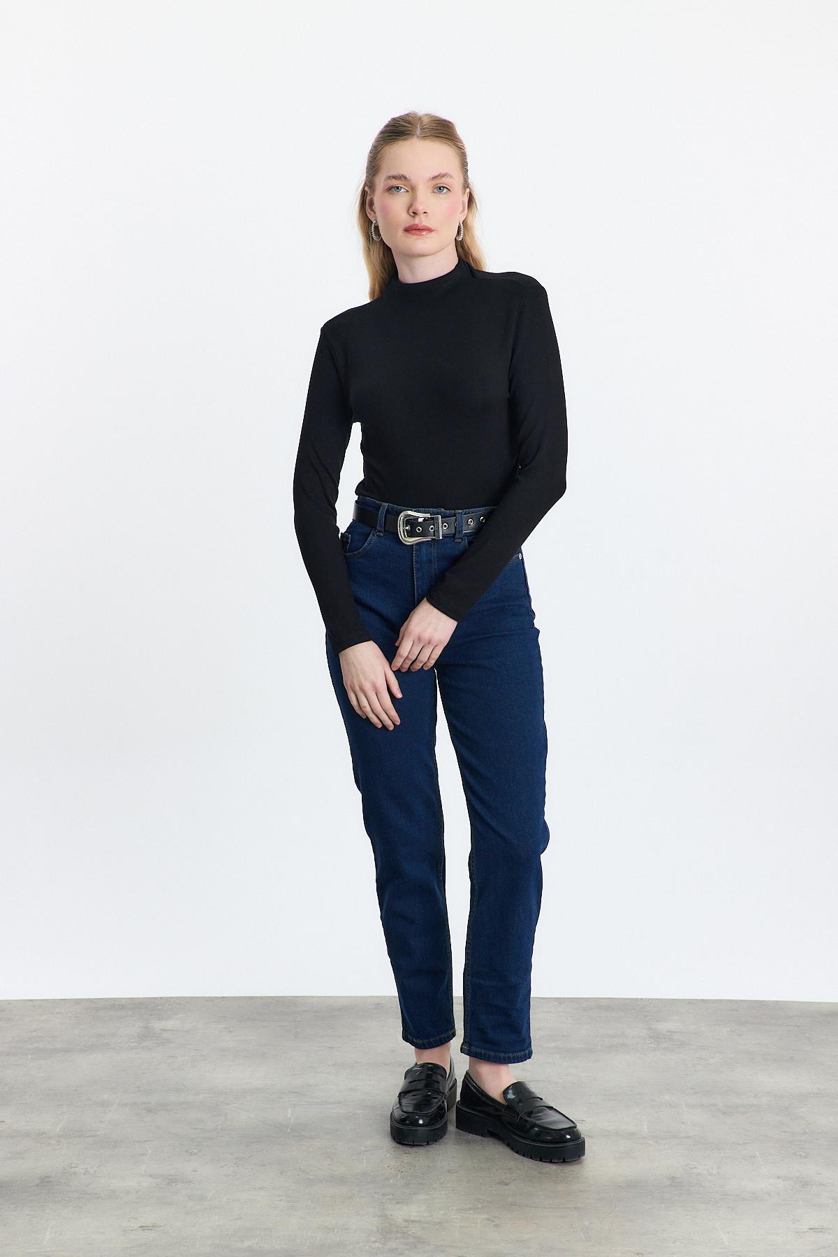 Siyah Yarım Boğaz Uzun Kollu Body 2069 - RAYS