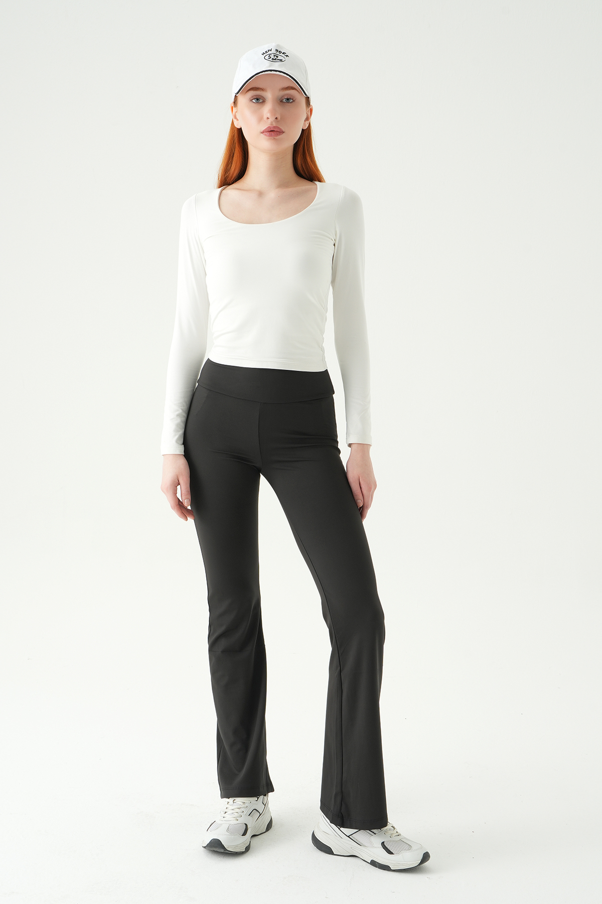 Siyah İspanyol Paça Arka Baskılı Tayt 2070 - RAYS