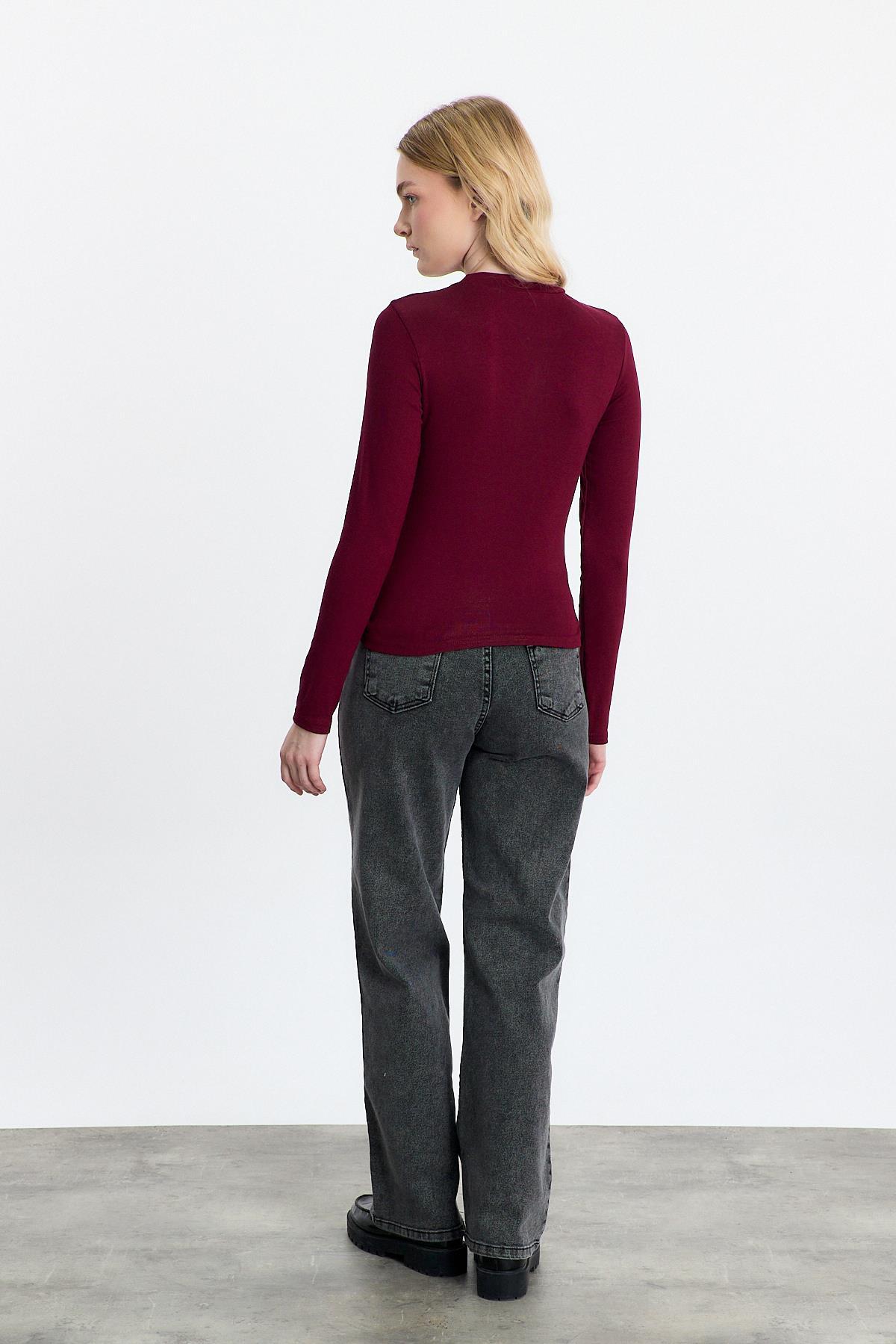 Bordo Bisiklet Yaka Uzun Kol Badi 2086 - 4