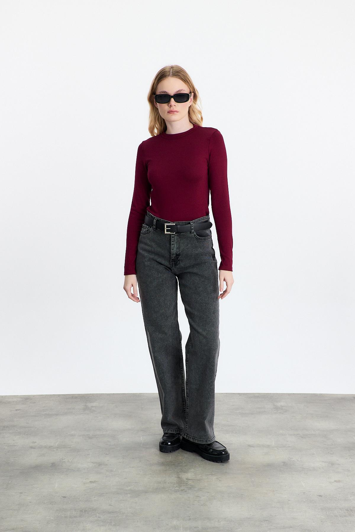 Bordo Bisiklet Yaka Uzun Kol Badi 2086 - 5