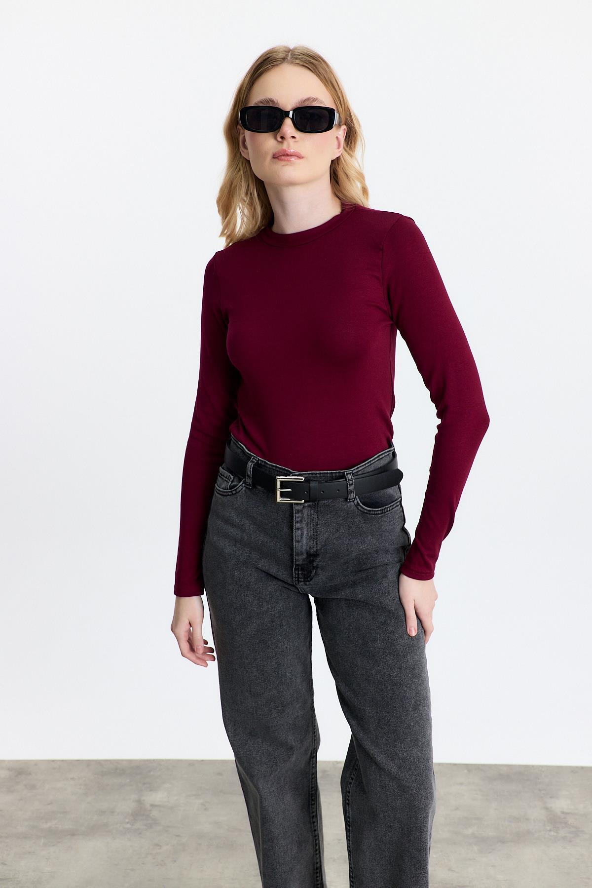 Bordo Bisiklet Yaka Uzun Kol Badi 2086 - 7