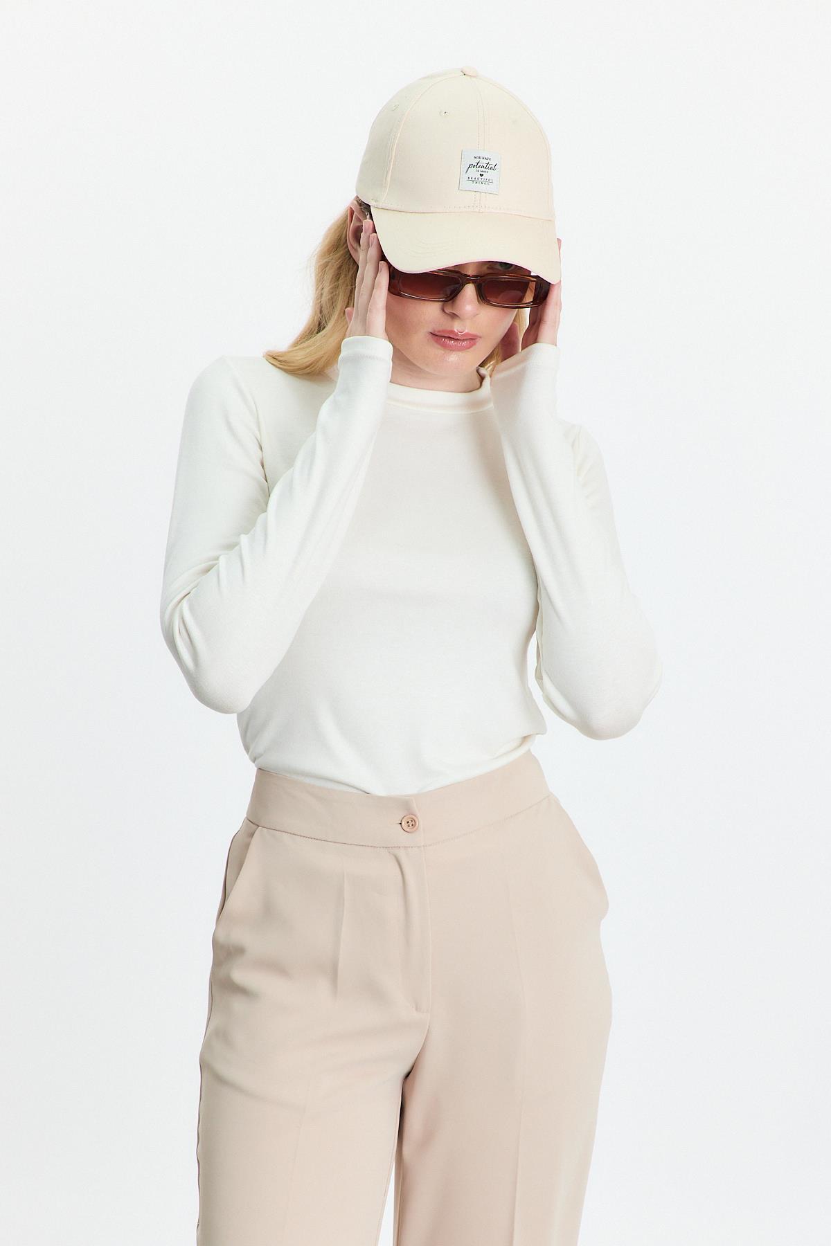 2086 Bisiklet Yaka Uzun Kol Bady Ekru - 6