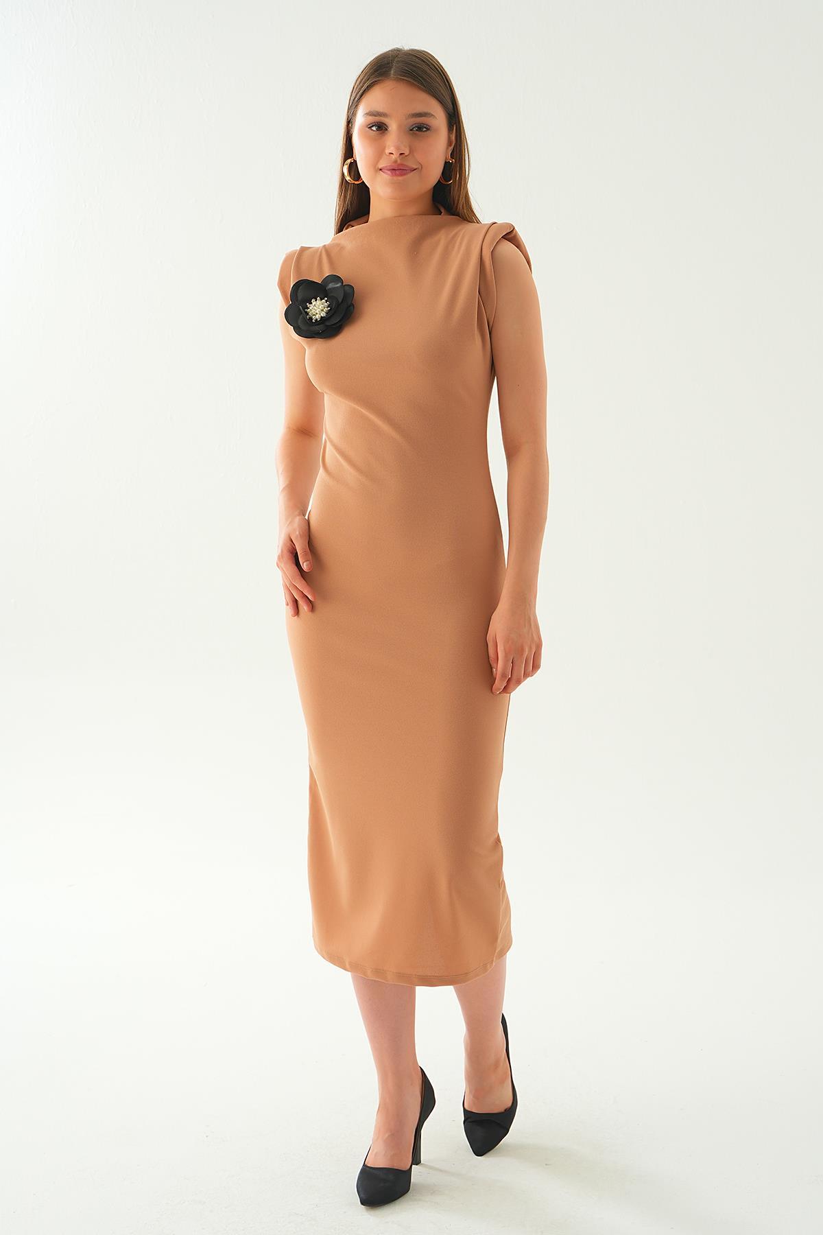 Bisküvi Gül Detay Uzun Elbise 2089 - 2