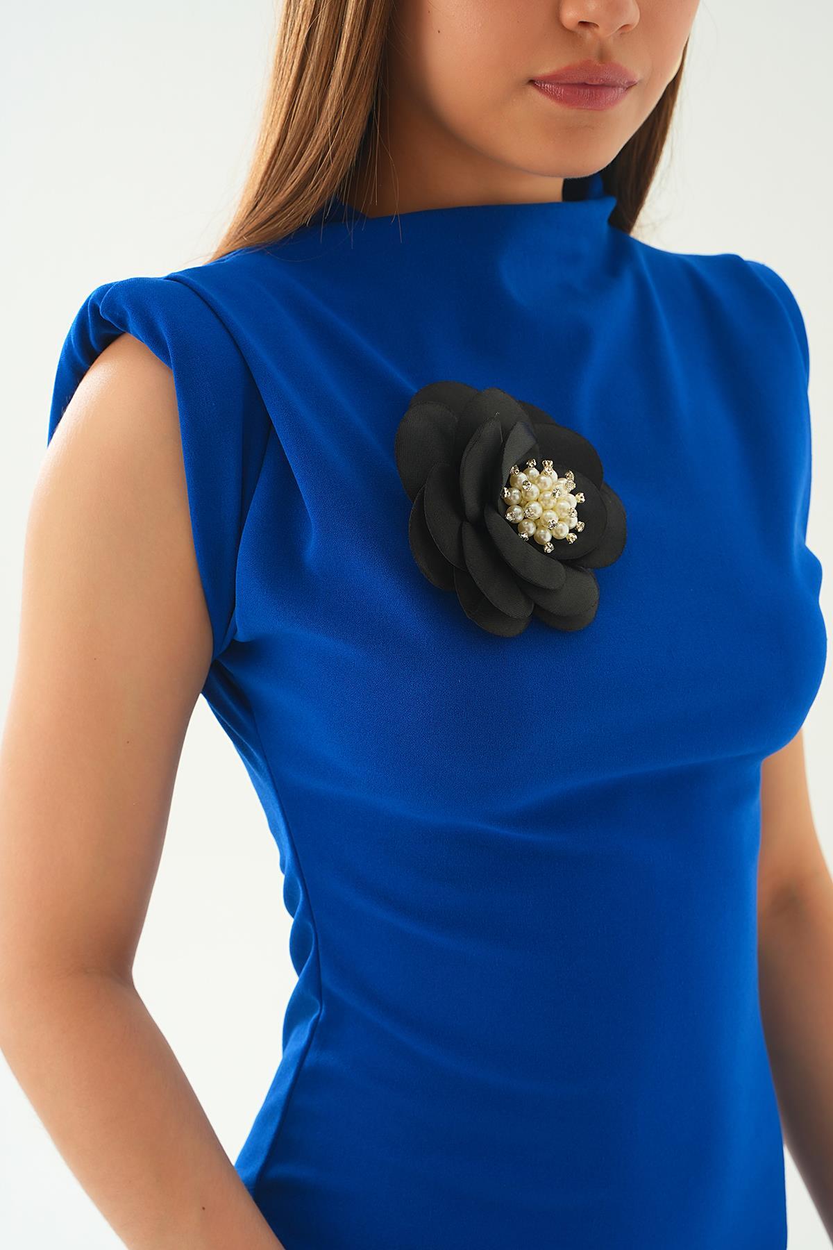 Saks Gül Detay Uzun Elbise 2089 - 5