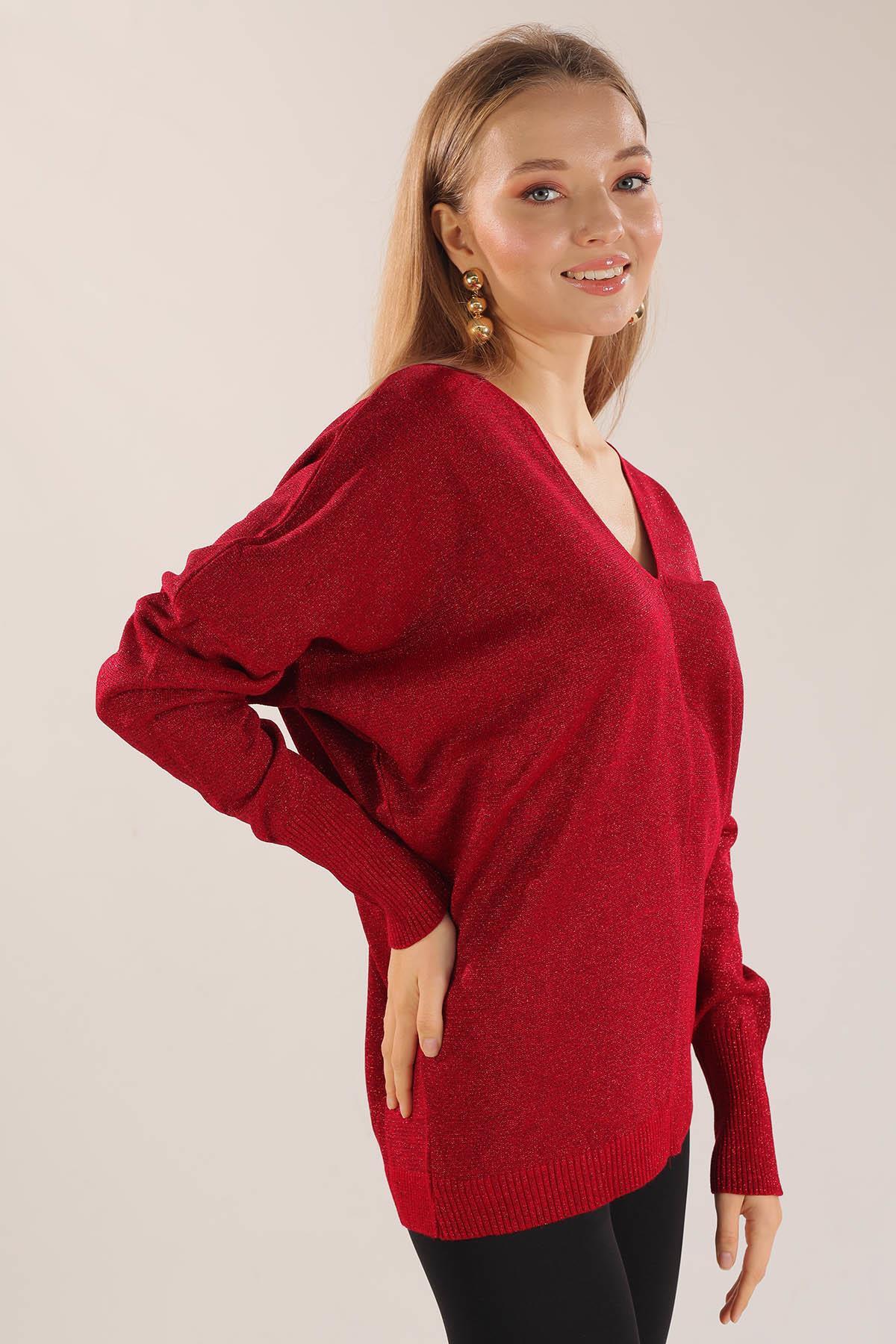 21005 V Yaka Kazak Kırmızı - 4