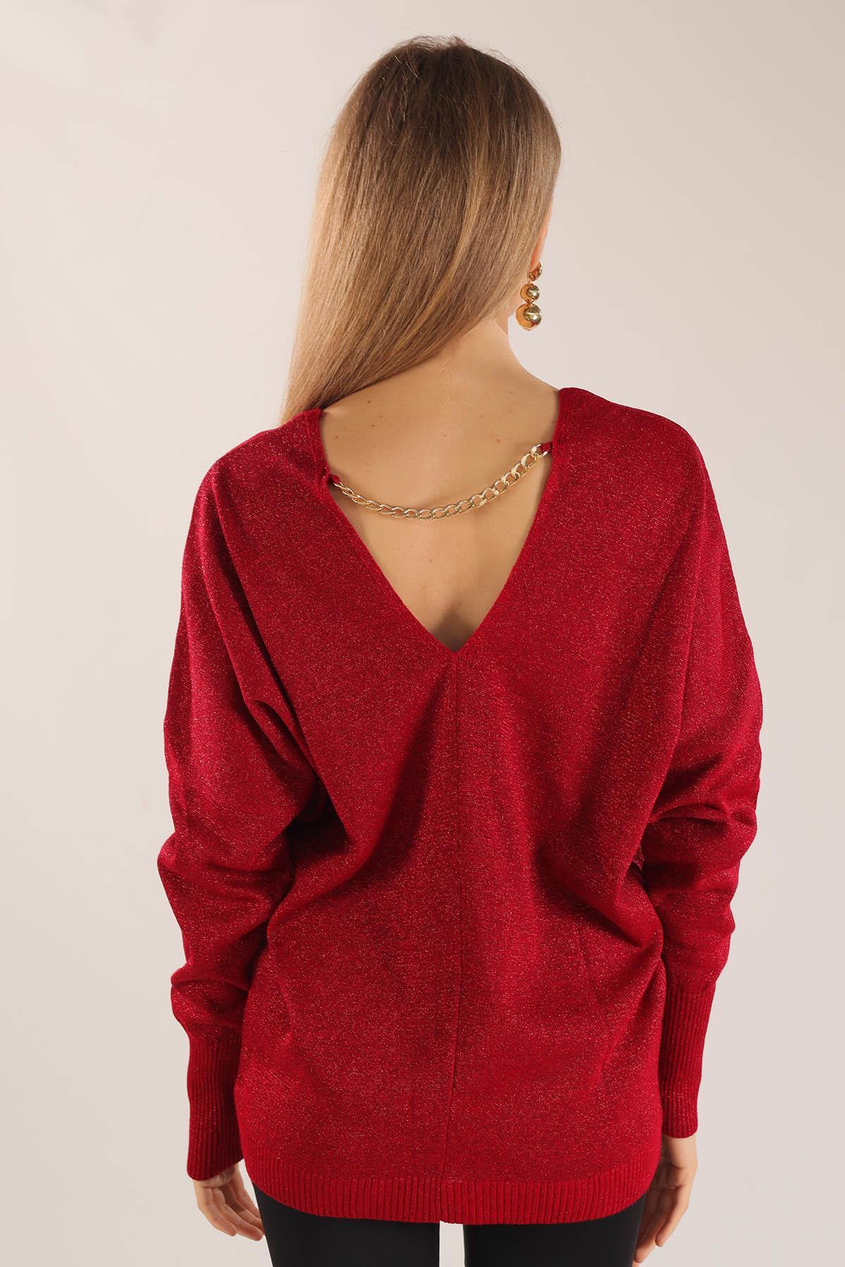 21005 V Yaka Kazak Kırmızı - 5