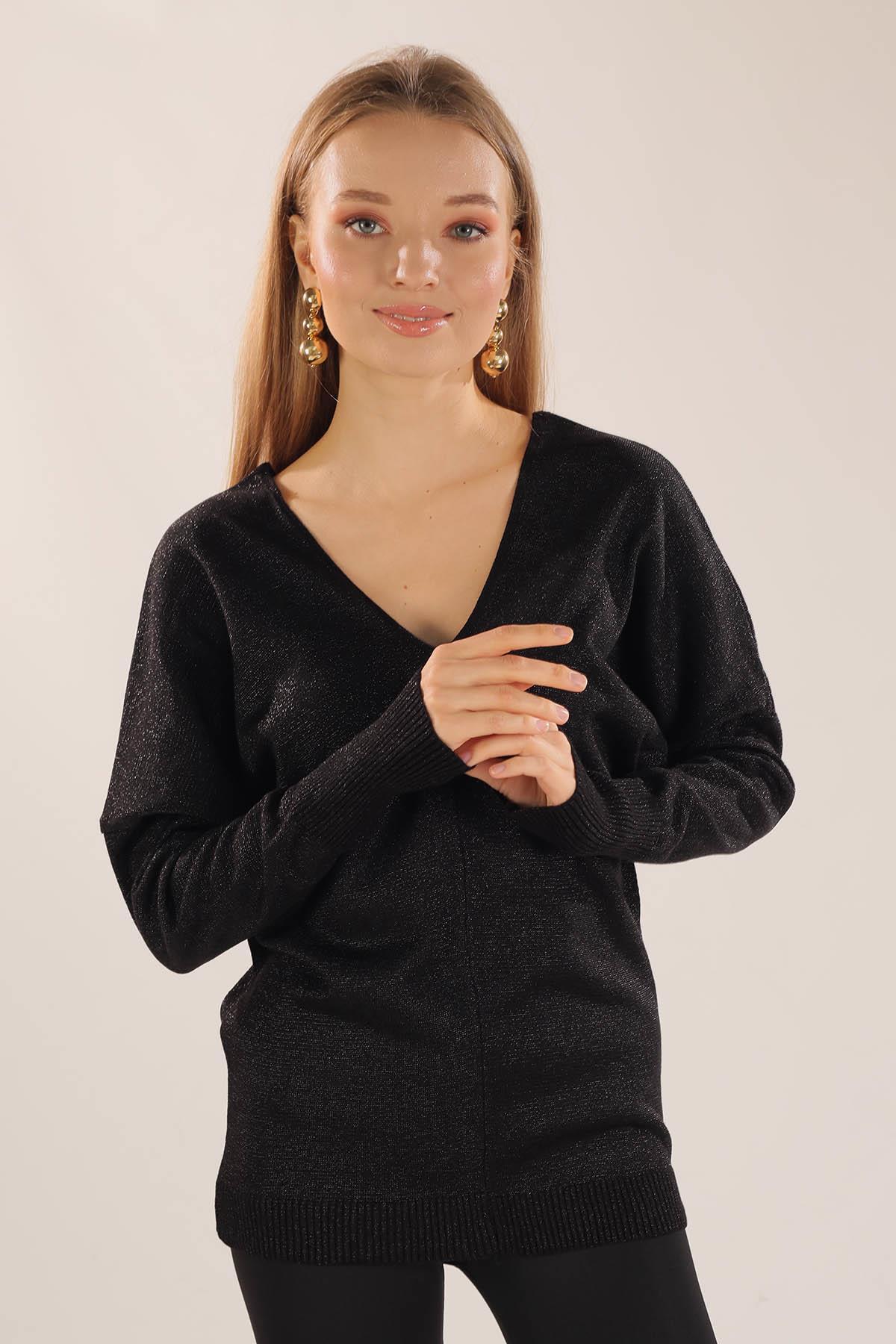 21005 V Yaka Kazak Siyah - 1