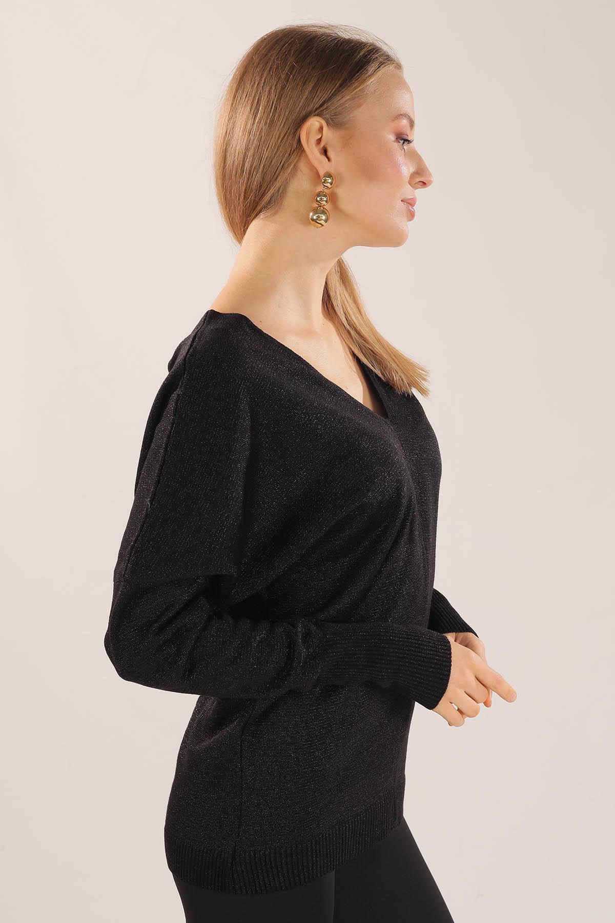 Siyah V Yaka Kazak 21005 - 4