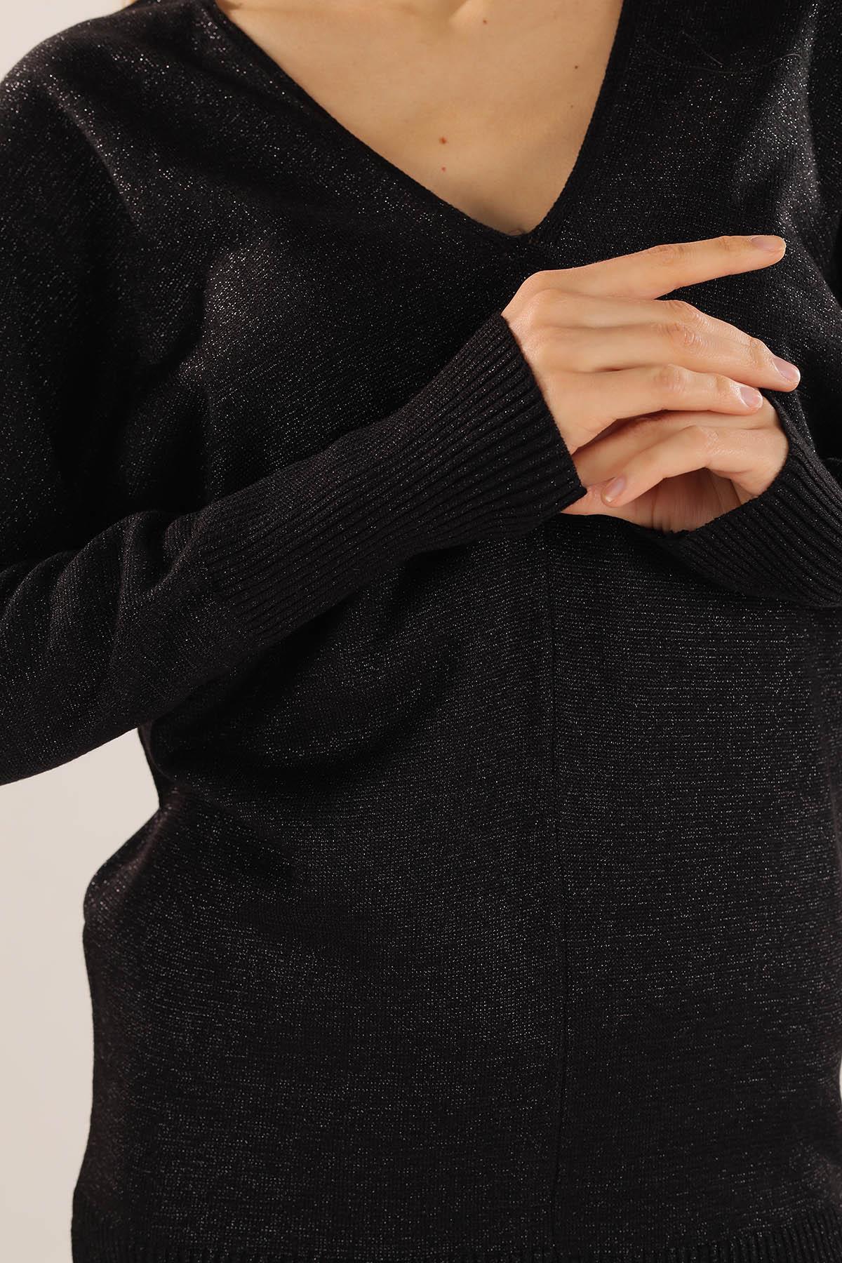 Siyah V Yaka Kazak 21005 - 6