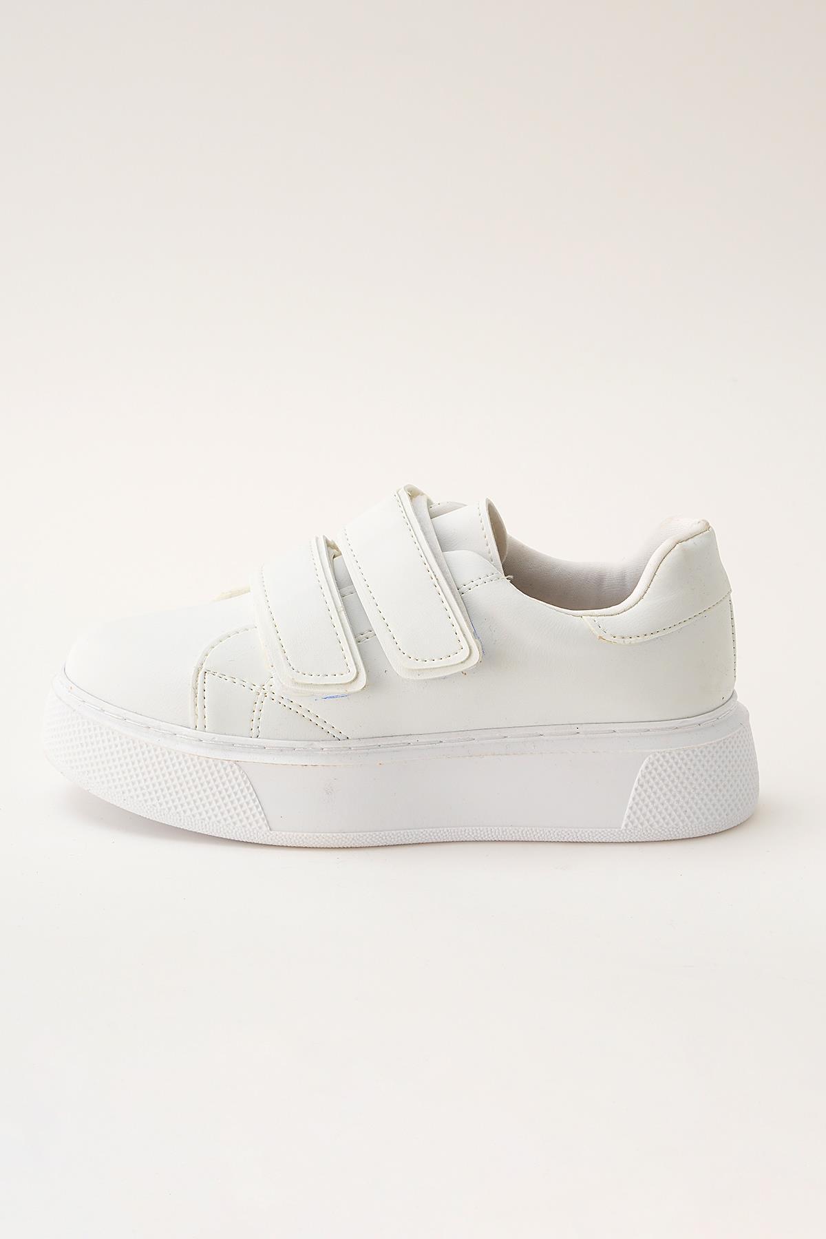 Beyaz Cırtlı Spor Ayakkabı 2101 - 1