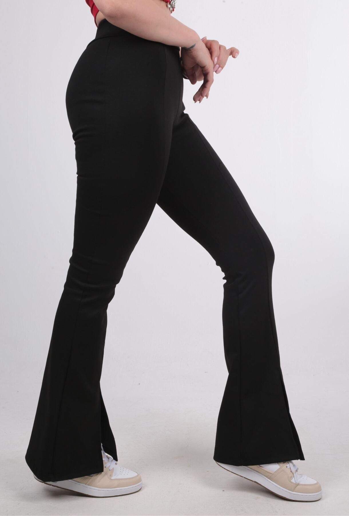 Siyah İspanyol Paça Yırtmaçlı Tayt 2101 - 4