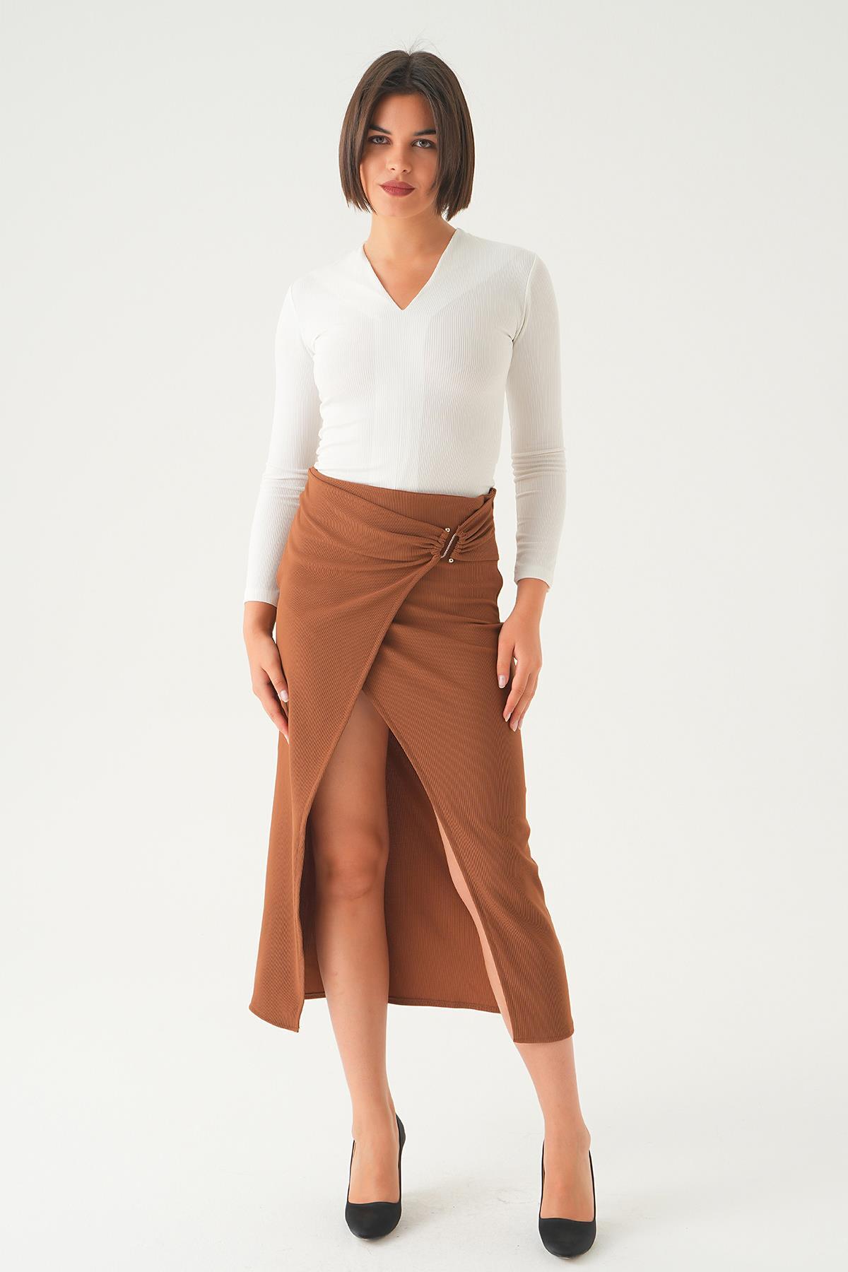 Acı Kahve Bel Toka Detay Etek 21033 