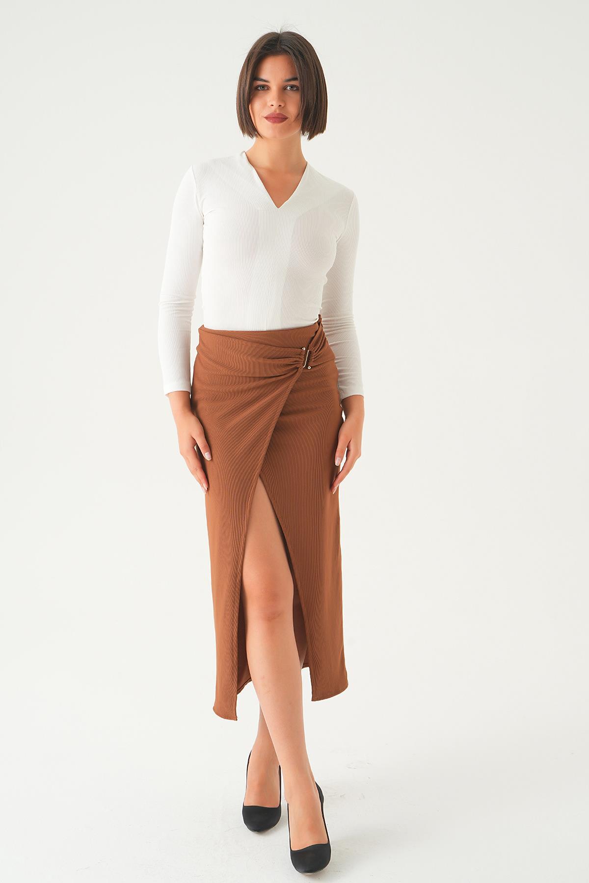 Acı Kahve Bel Toka Detay Etek 21033 - 6