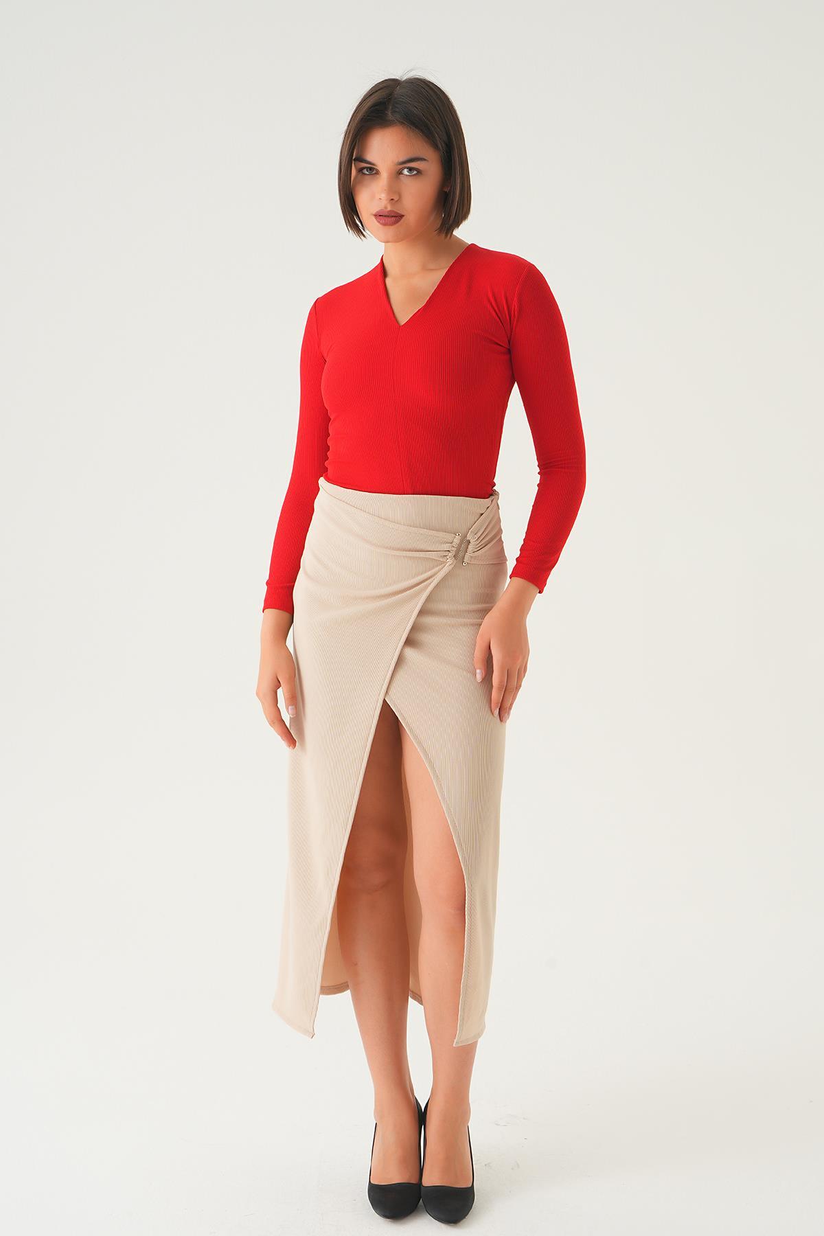 Bej Bel Toka Detay Etek 21033 - 1