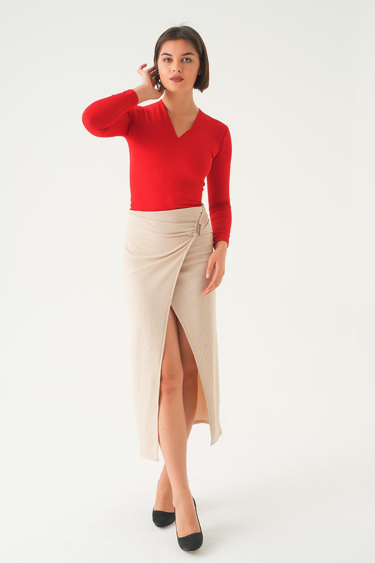 Bej Bel Toka Detay Etek 21033 - 6