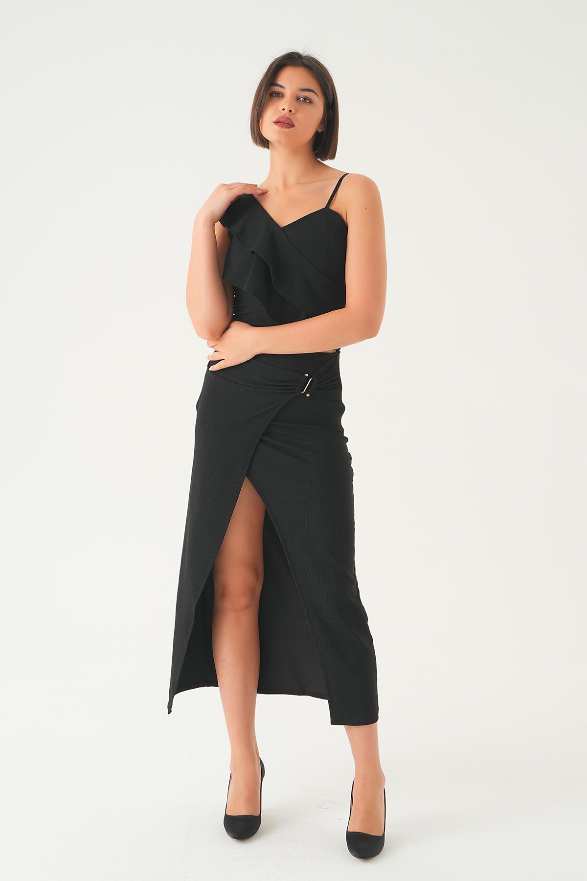 21033 Bel Toka Detay Etek Siyah 