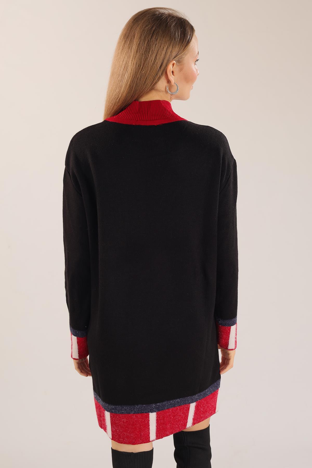 Beyaz Balıkçı Yaka Desenli Kazak 21041 - 3