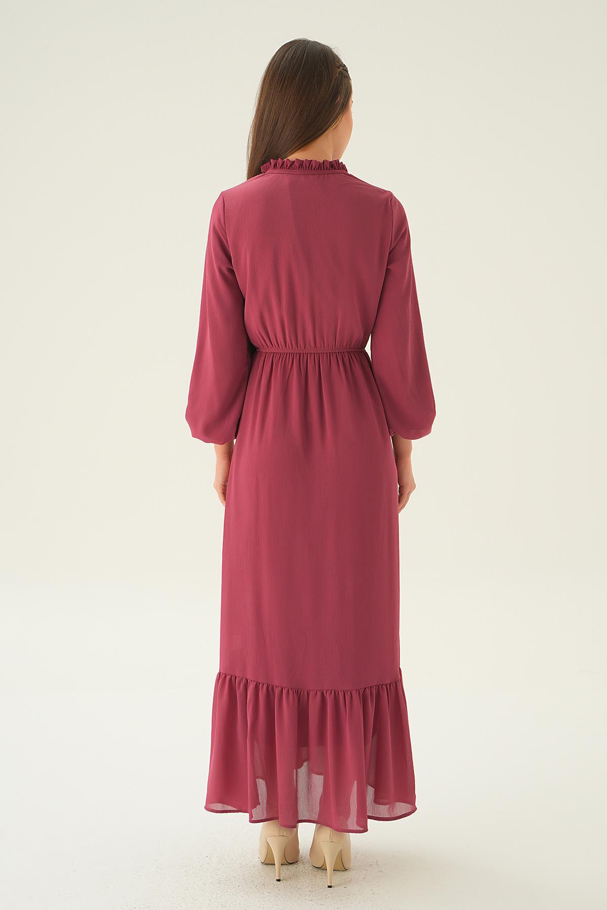 Gül Yaka Bağcık Uzun Elbise 2110 - 5
