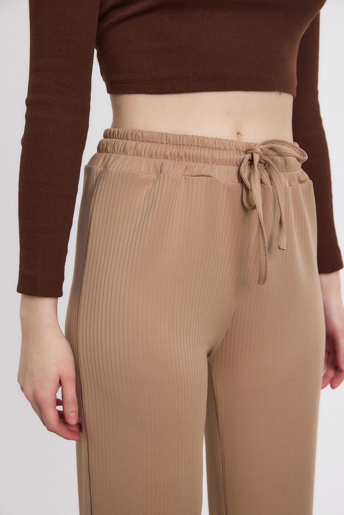 2111 Bel Lastikli Pantolon Bej - 4