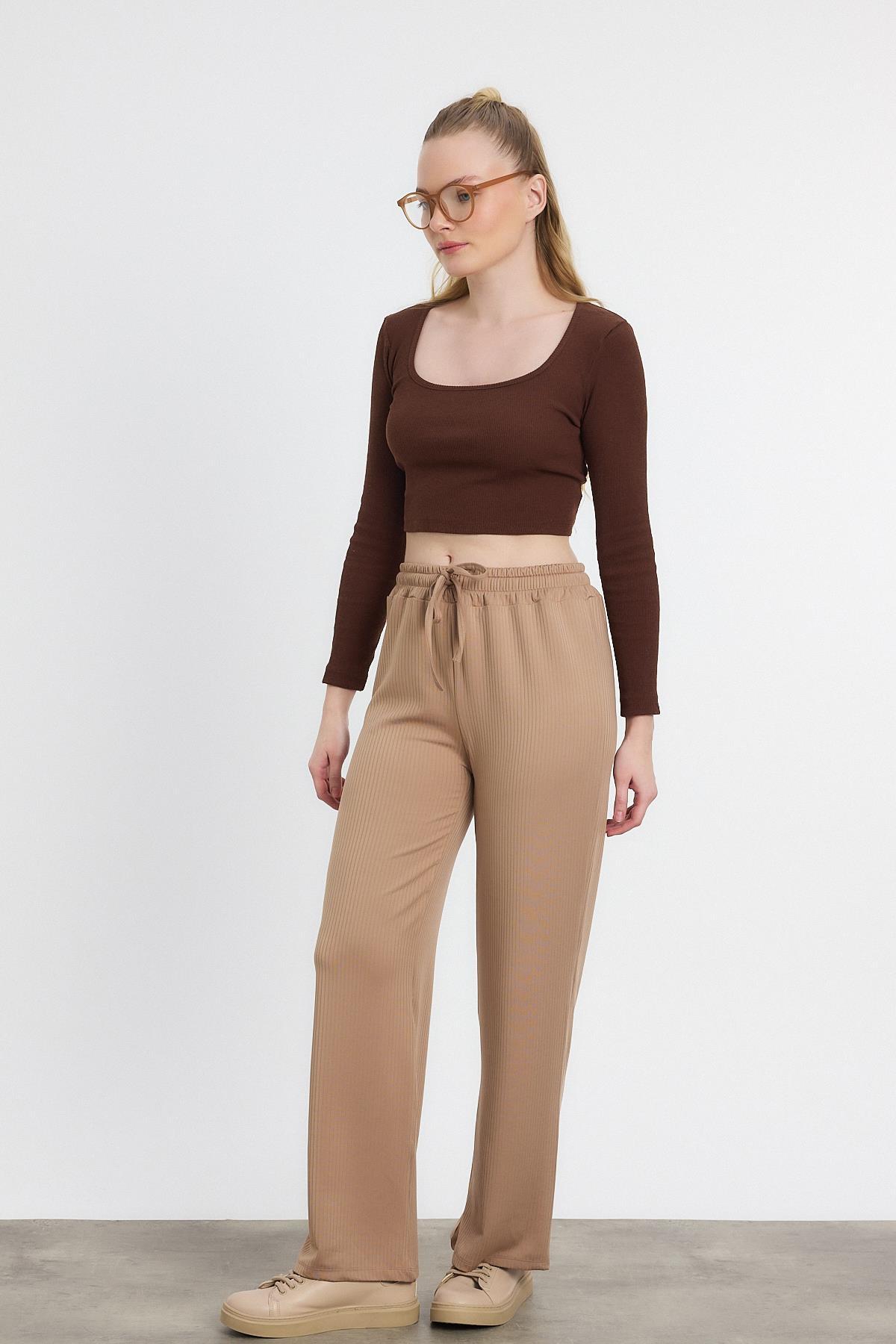Bej Bel Lastikli Pantolon 2111 - 1