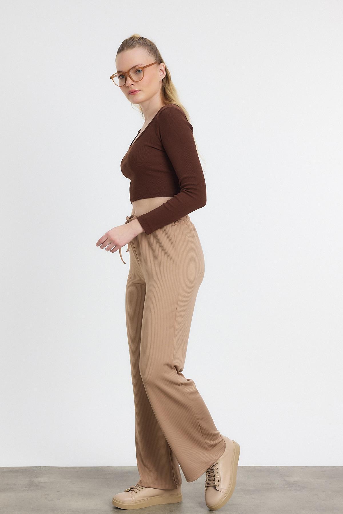 Bej Bel Lastikli Pantolon 2111 - 6