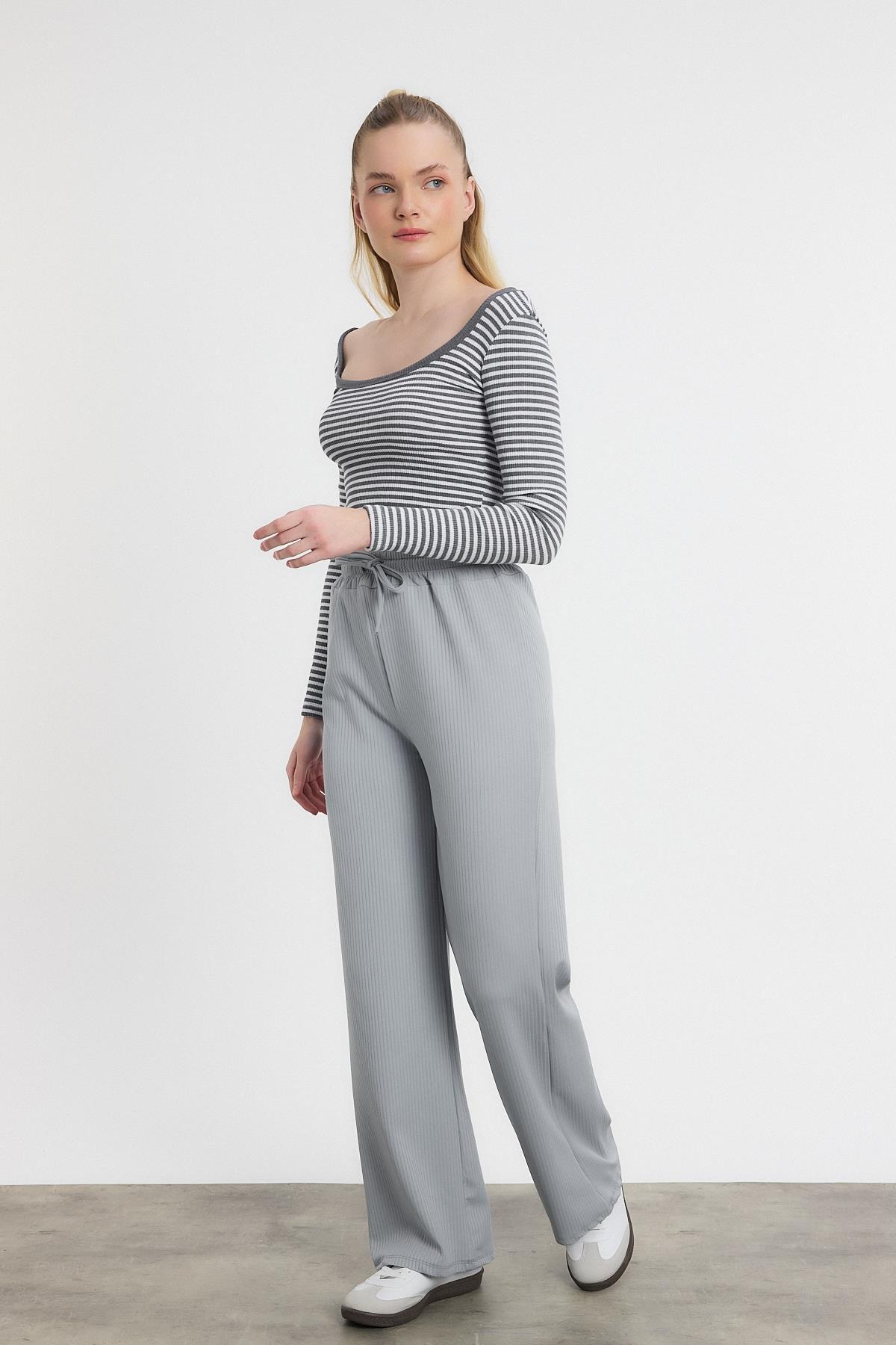 2111 Bel Lastikli Pantolon Gri - 7