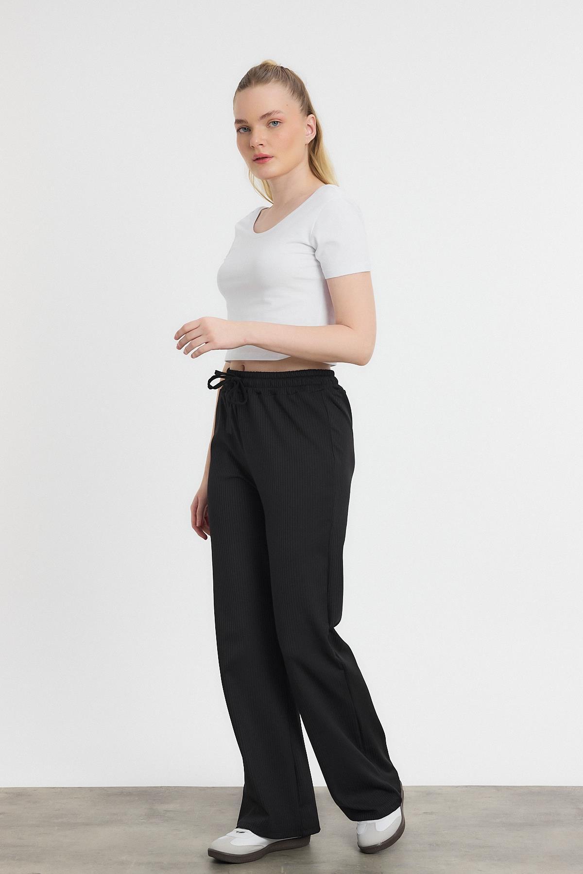 Siyah Bel Lastikli Pantolon 2111 - 7