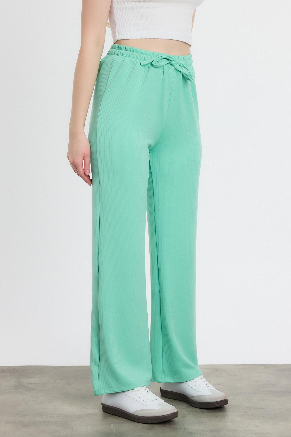 Su Yeşili Bel Lastikli Pantolon 2111 - 3