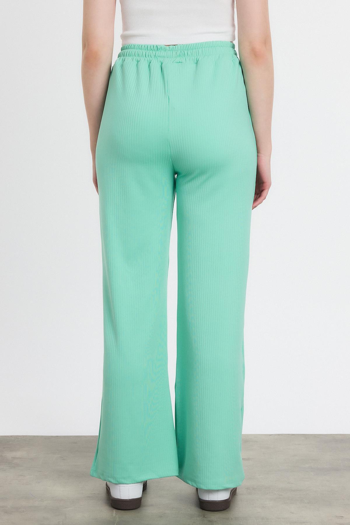 Su Yeşili Bel Lastikli Pantolon 2111 - 5